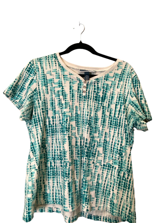 Top Short Sleeve By Karen Scott In Teal, Size: Xl