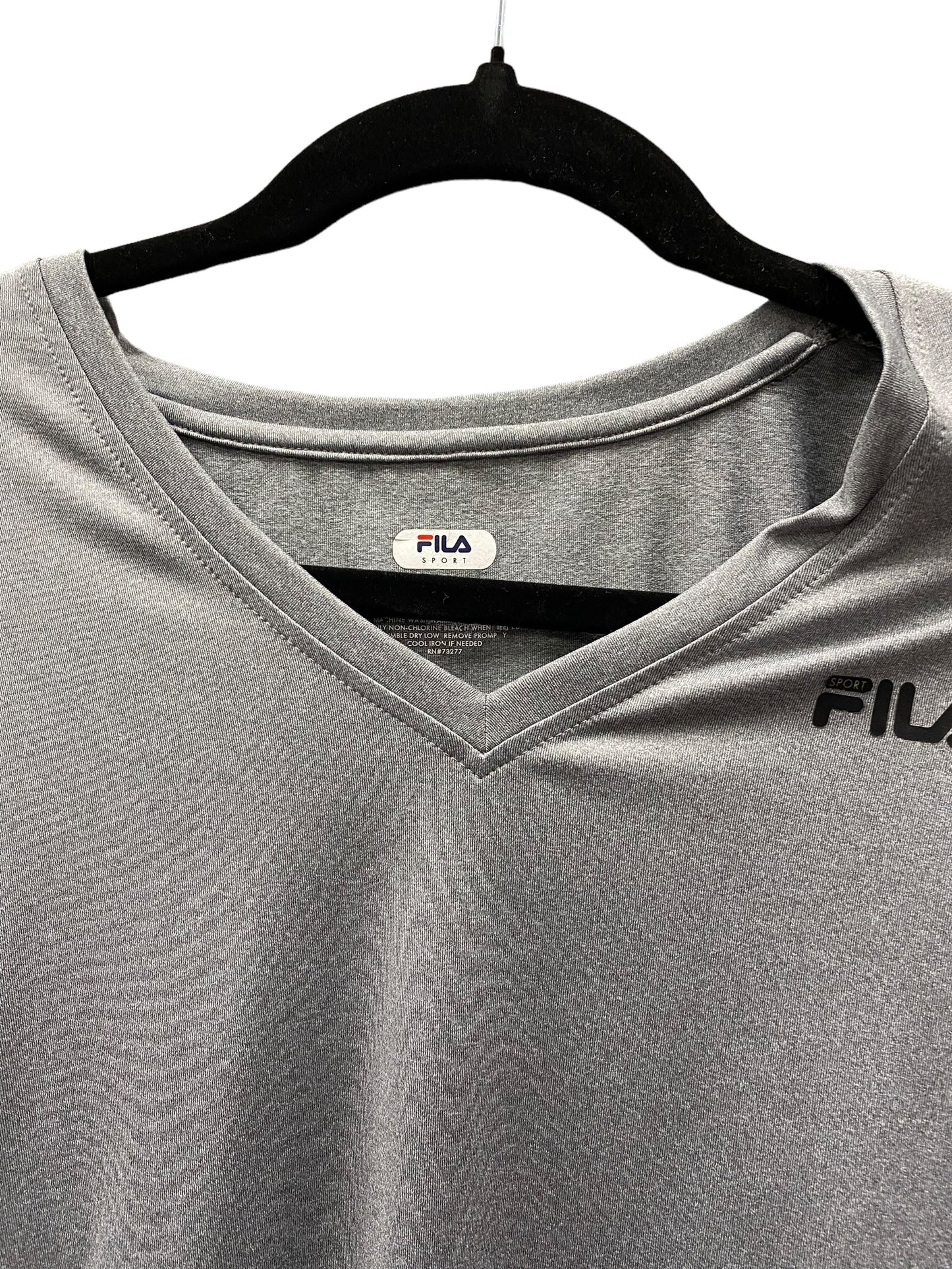 Athletic Top Short Sleeve By Fila In Grey, Size: L