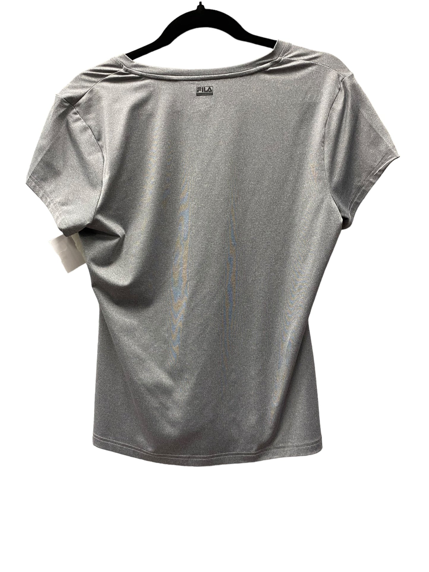 Athletic Top Short Sleeve By Fila In Grey, Size: L