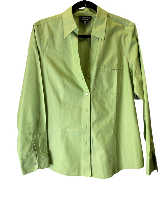 Blouse Long Sleeve By Foxcroft In Green, Size: L