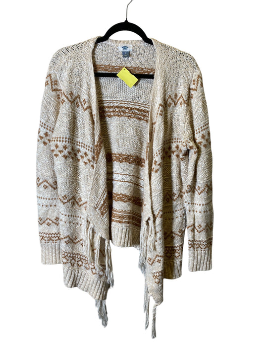 Sweater Cardigan By Old Navy In Brown & Cream, Size: L