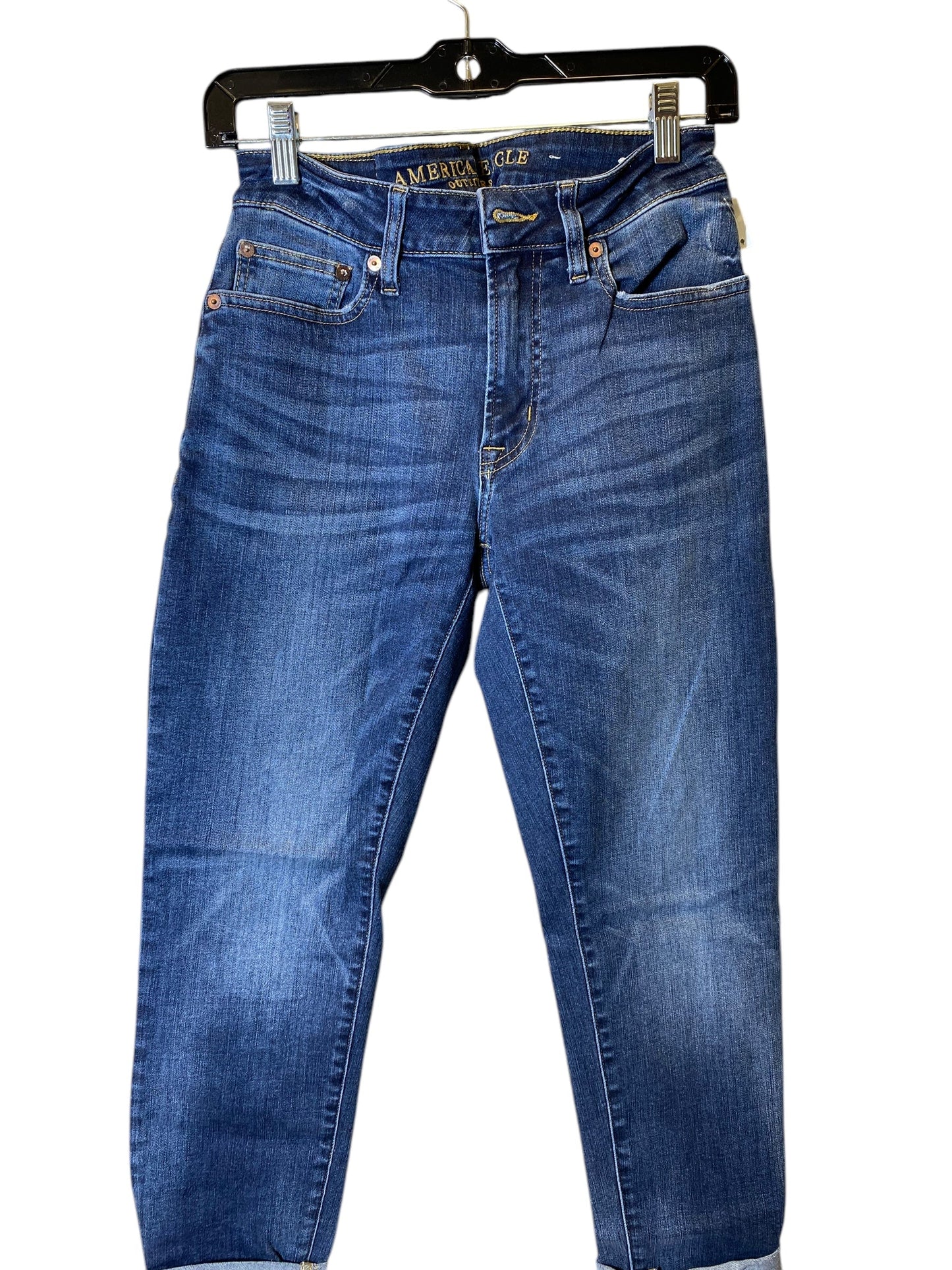 Jeans Straight By American Eagle In Blue Denim, Size: 6