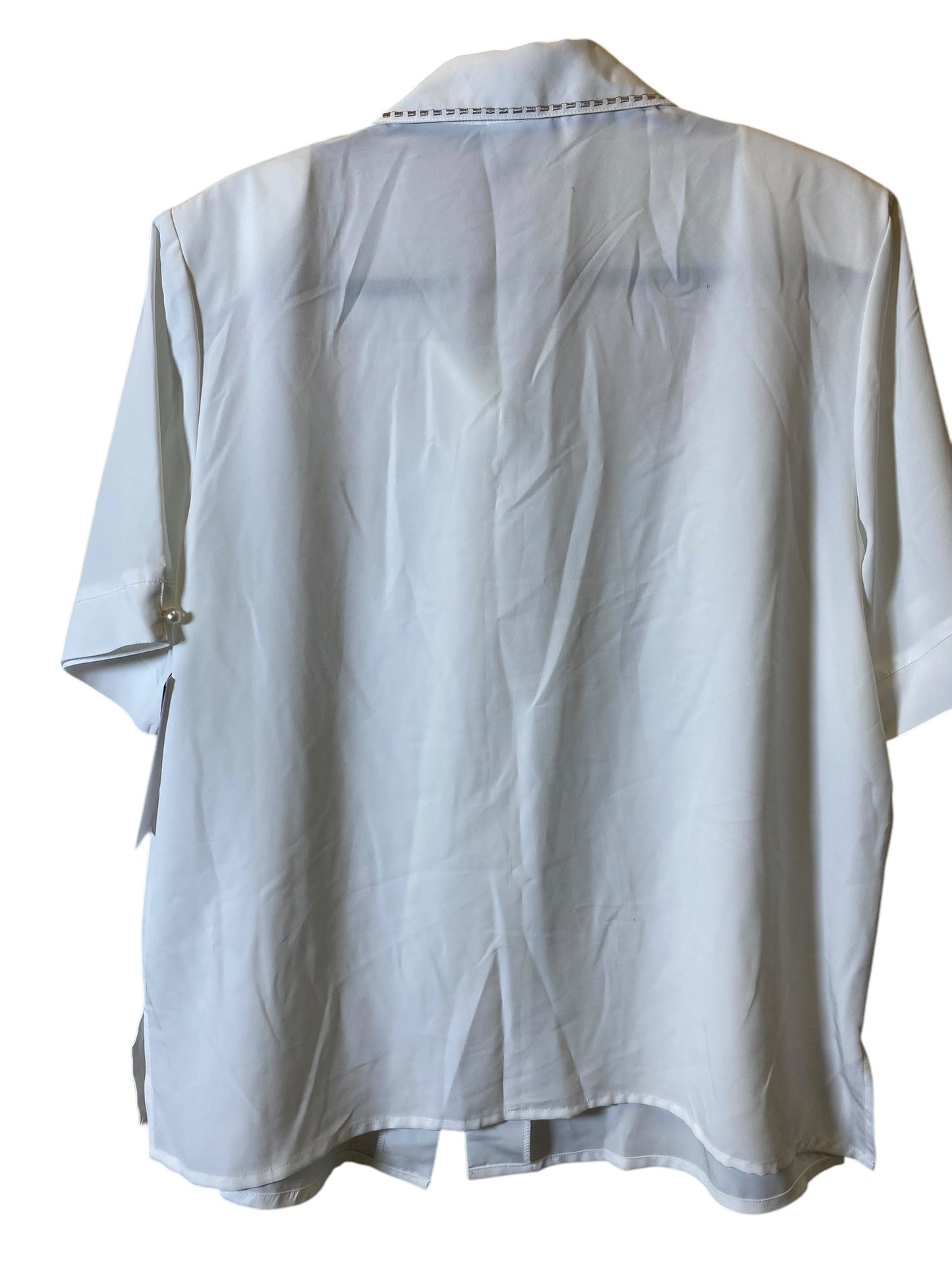 Blouse Short Sleeve By Liz Baker In White, Size: Xl