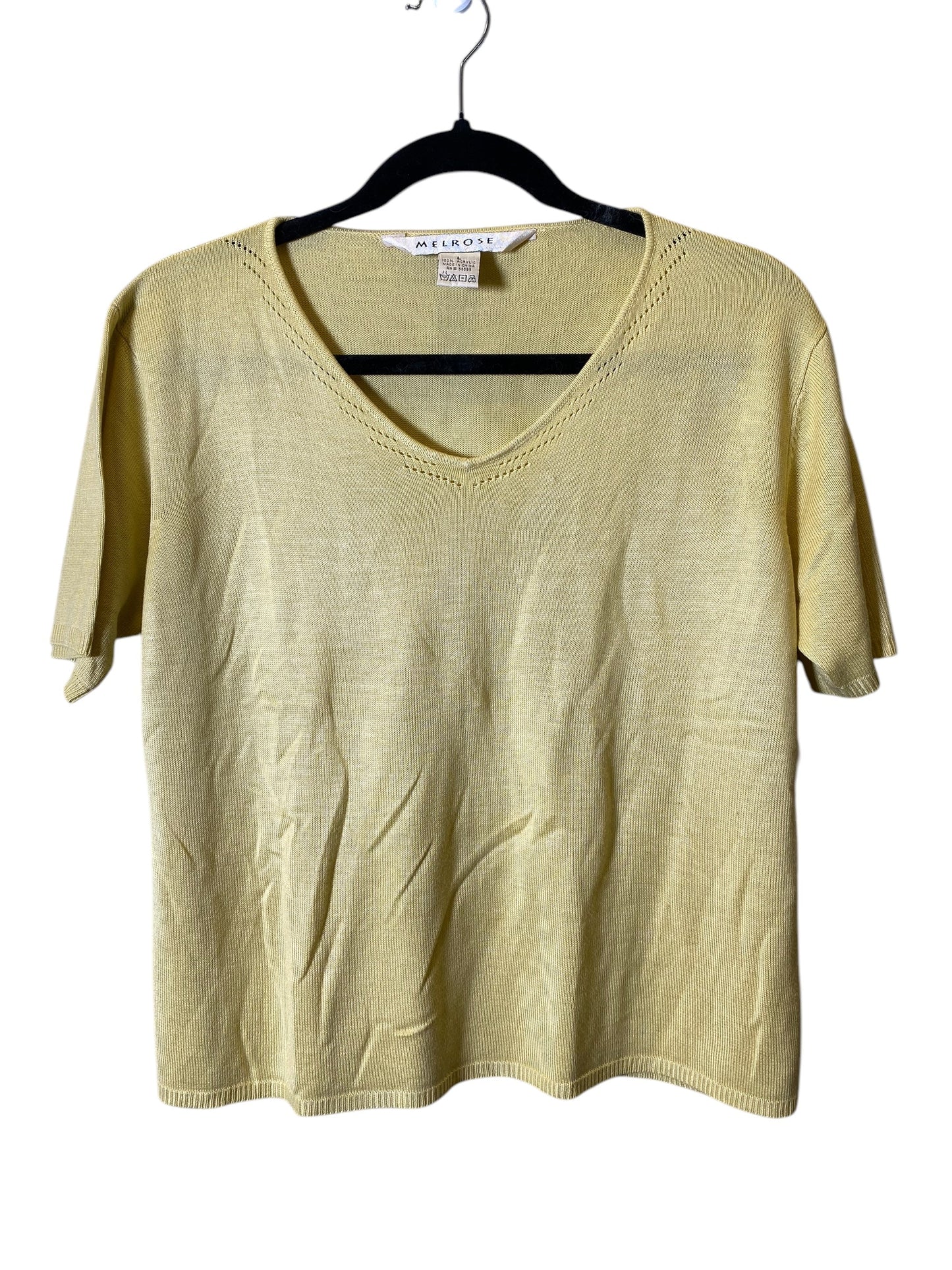 Sweater Short Sleeve By Melrose And Market In Yellow, Size: L