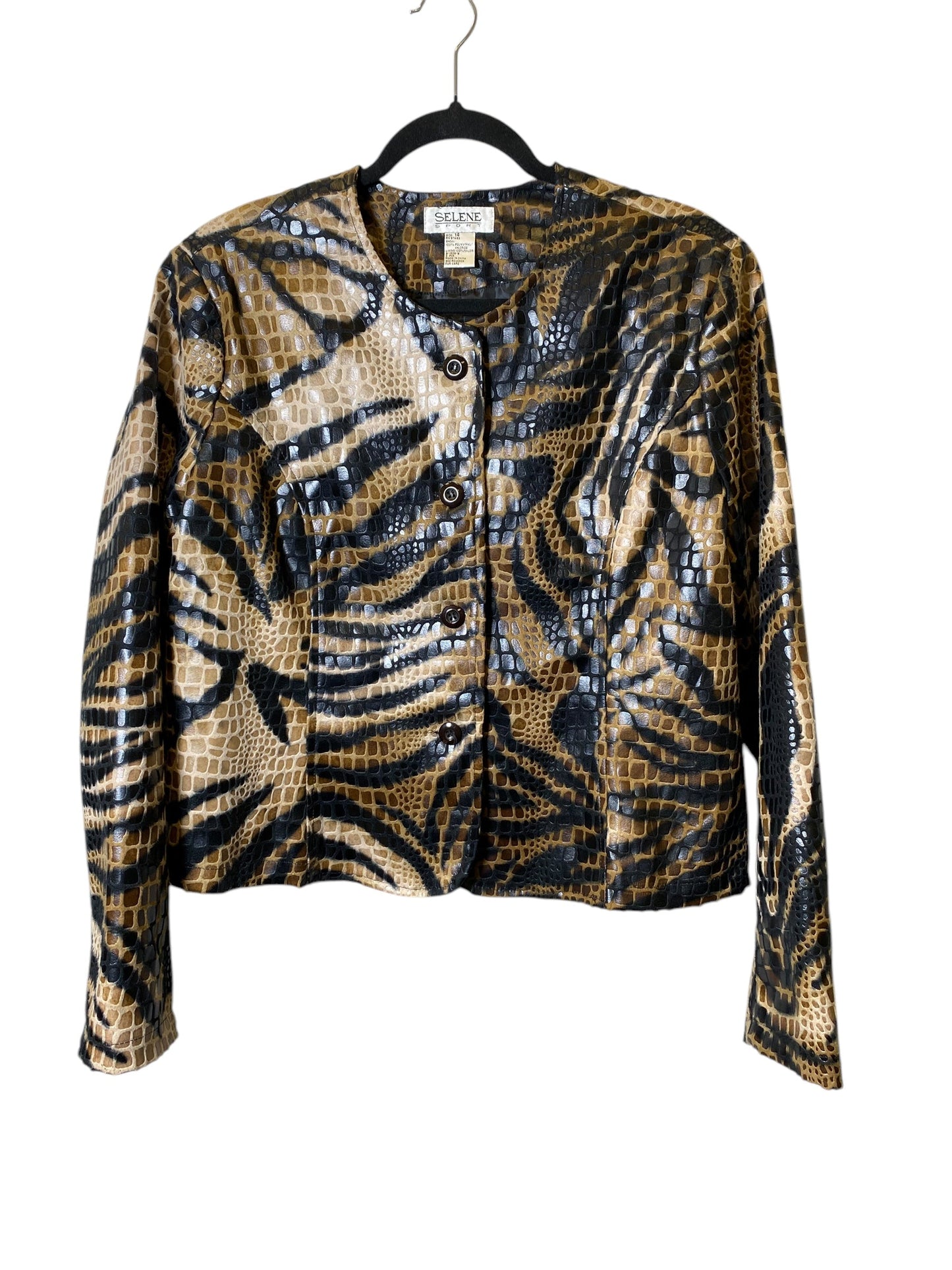 Blazer By Selene Sport In Animal Print, Size: L