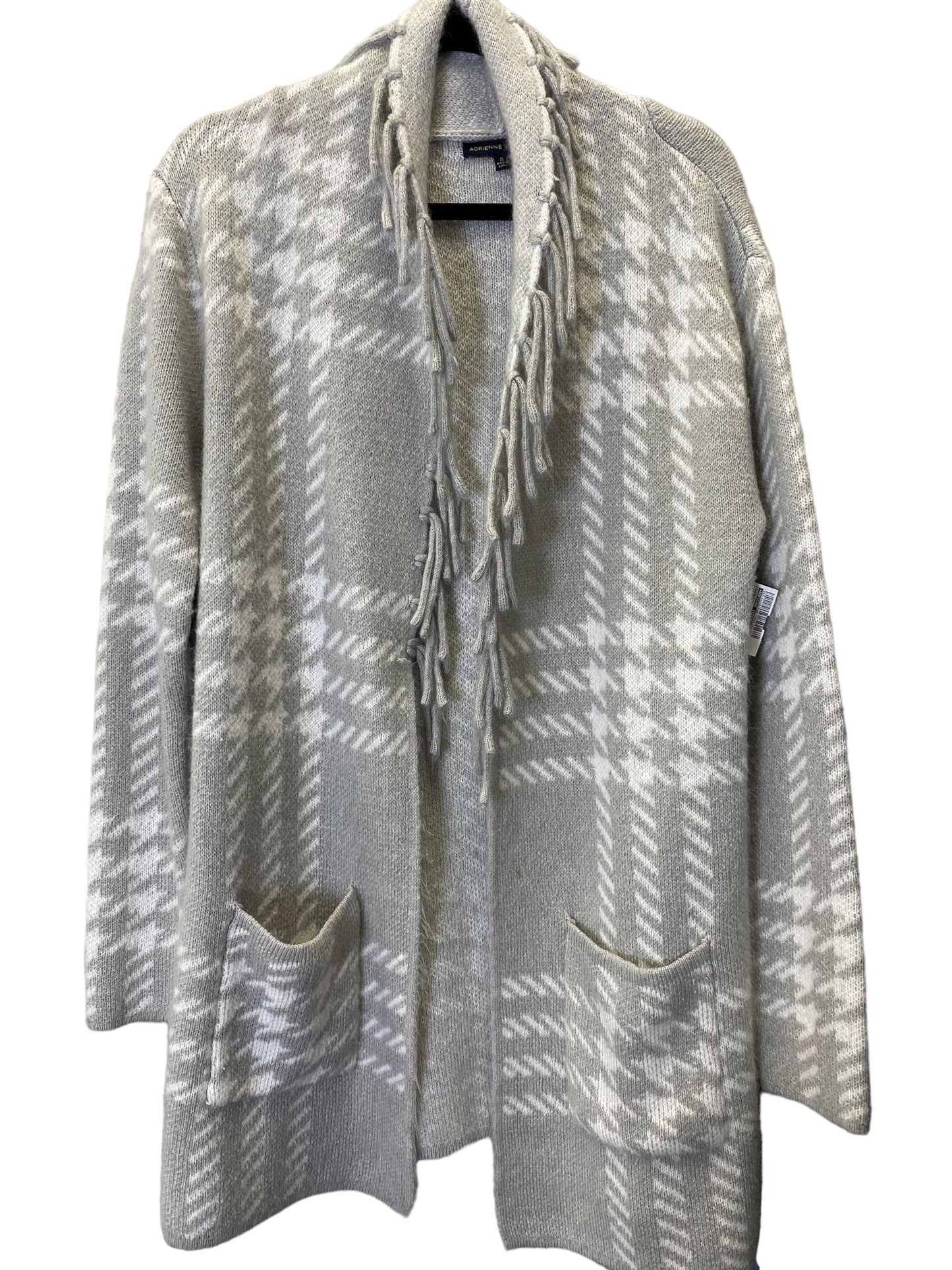 Sweater Cardigan By Adrienne Vittadini In Grey, Size: Xl