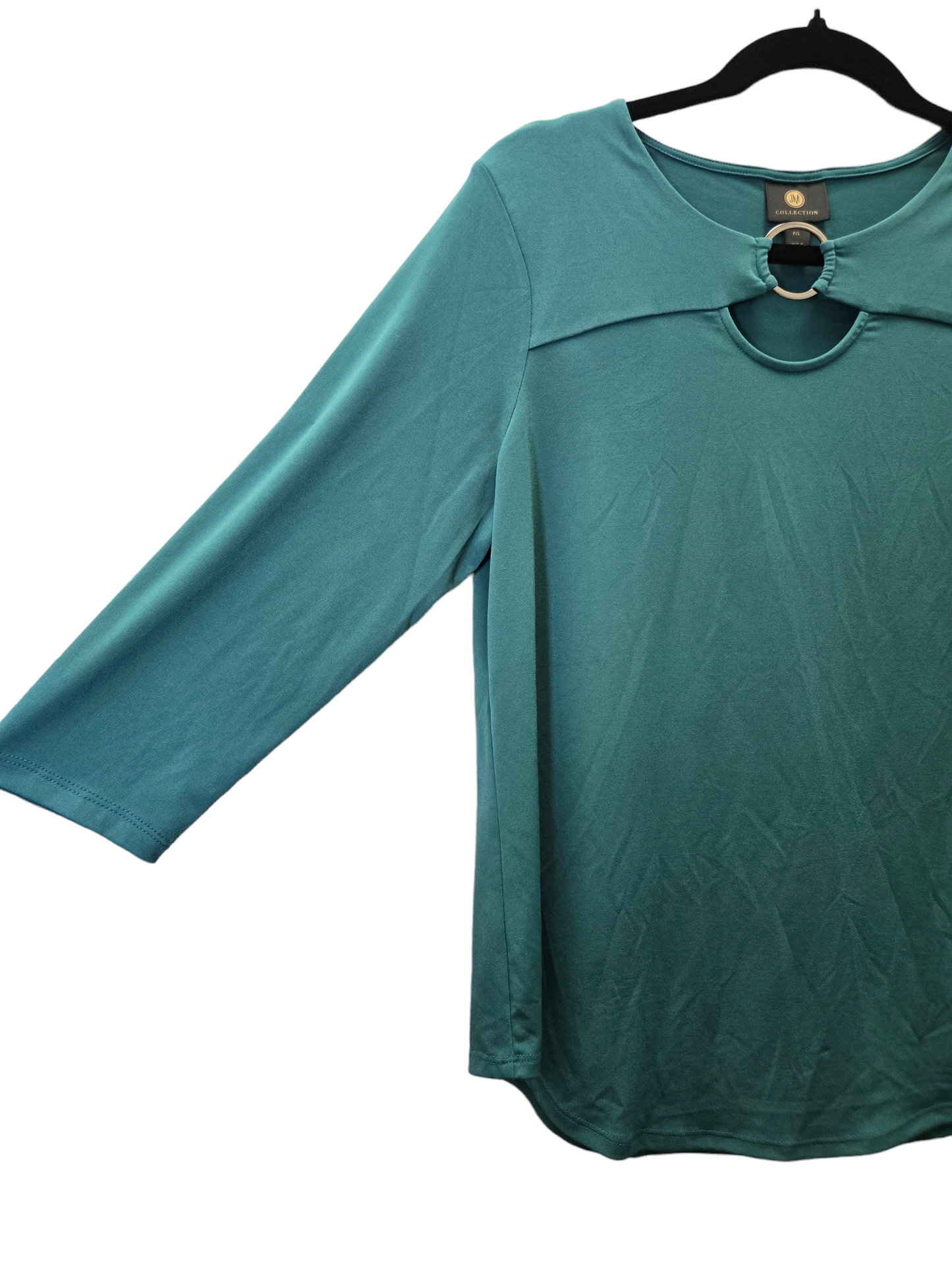 Green Blouse Long Sleeve Jm Collections, Size Petite L