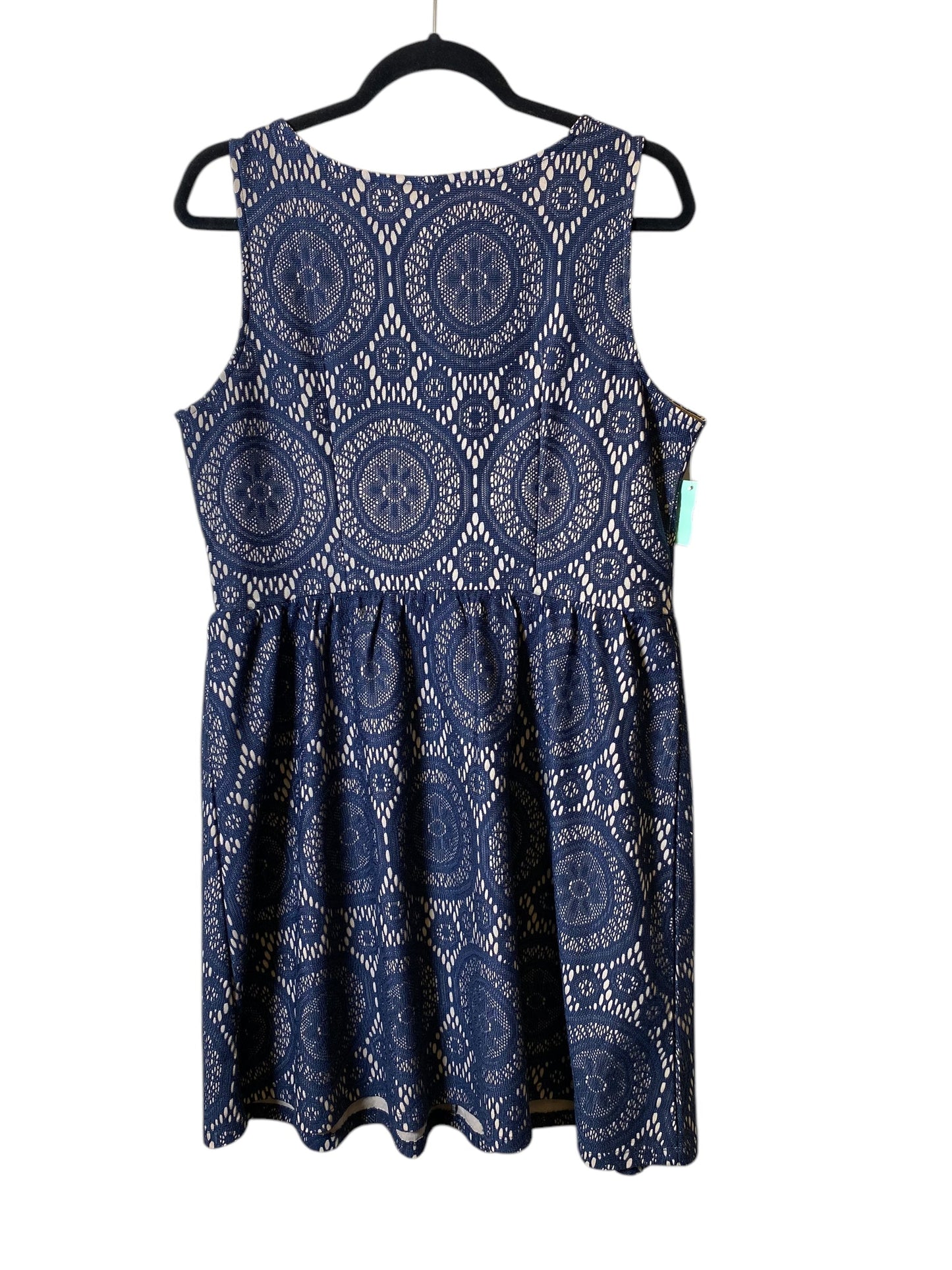 Dress Casual Short By Tacera In Blue & Cream, Size: L