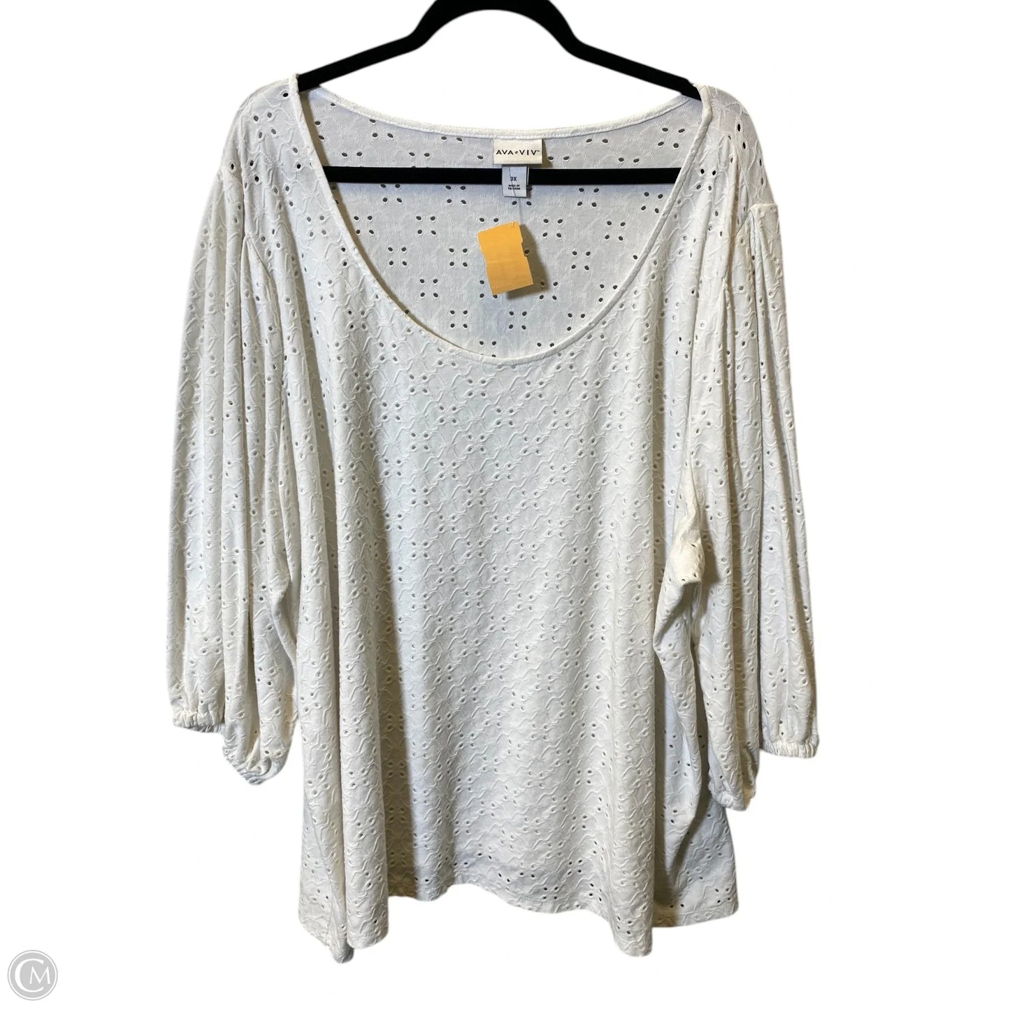 Top 3/4 Sleeve By Ava & Viv In White, Size: Xxxl