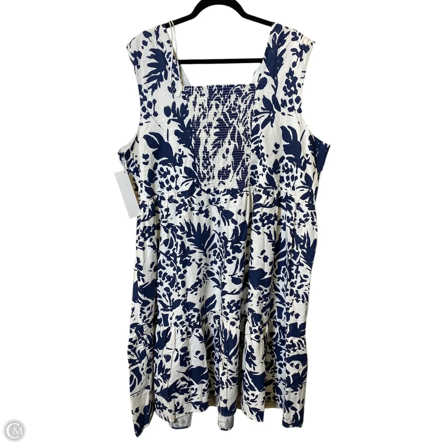 Dress Casual Midi By T Tahari In Blue & White, Size: 2x