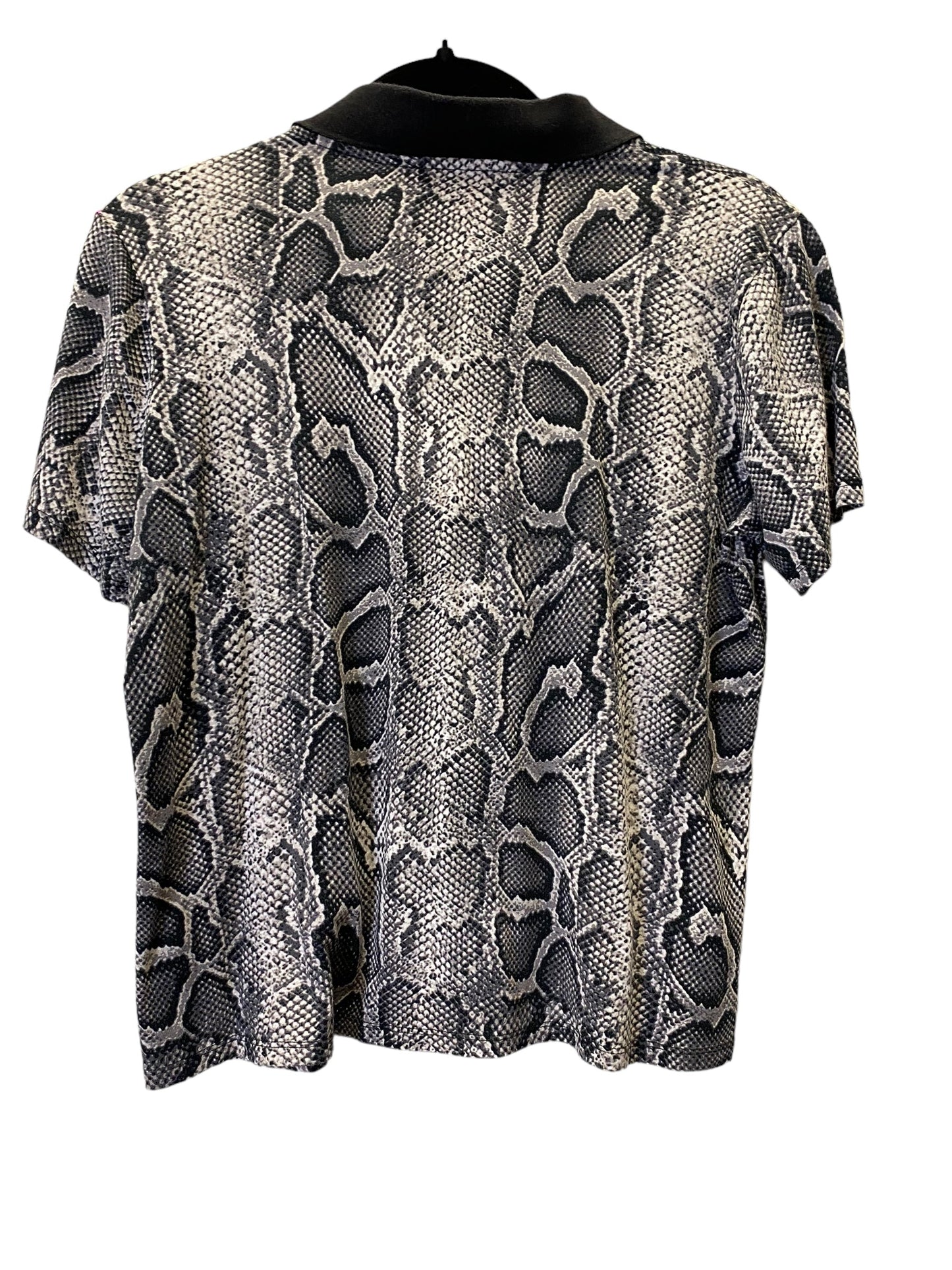 Snakeskin Print Top Short Sleeve Basic Michael By Michael Kors, Size L