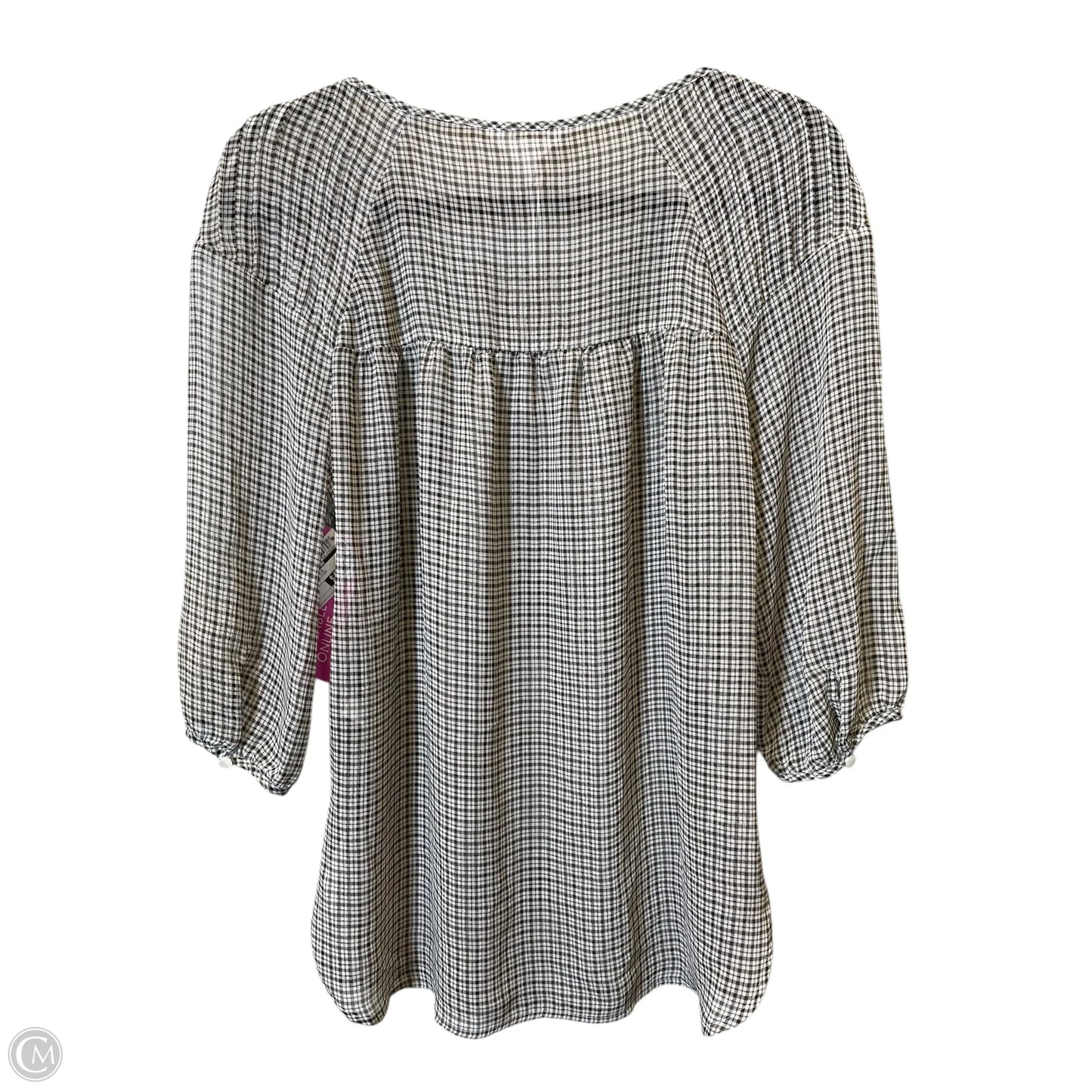 Top 3/4 Sleeve By Lc Lauren Conrad In Checkered Pattern, Size: M