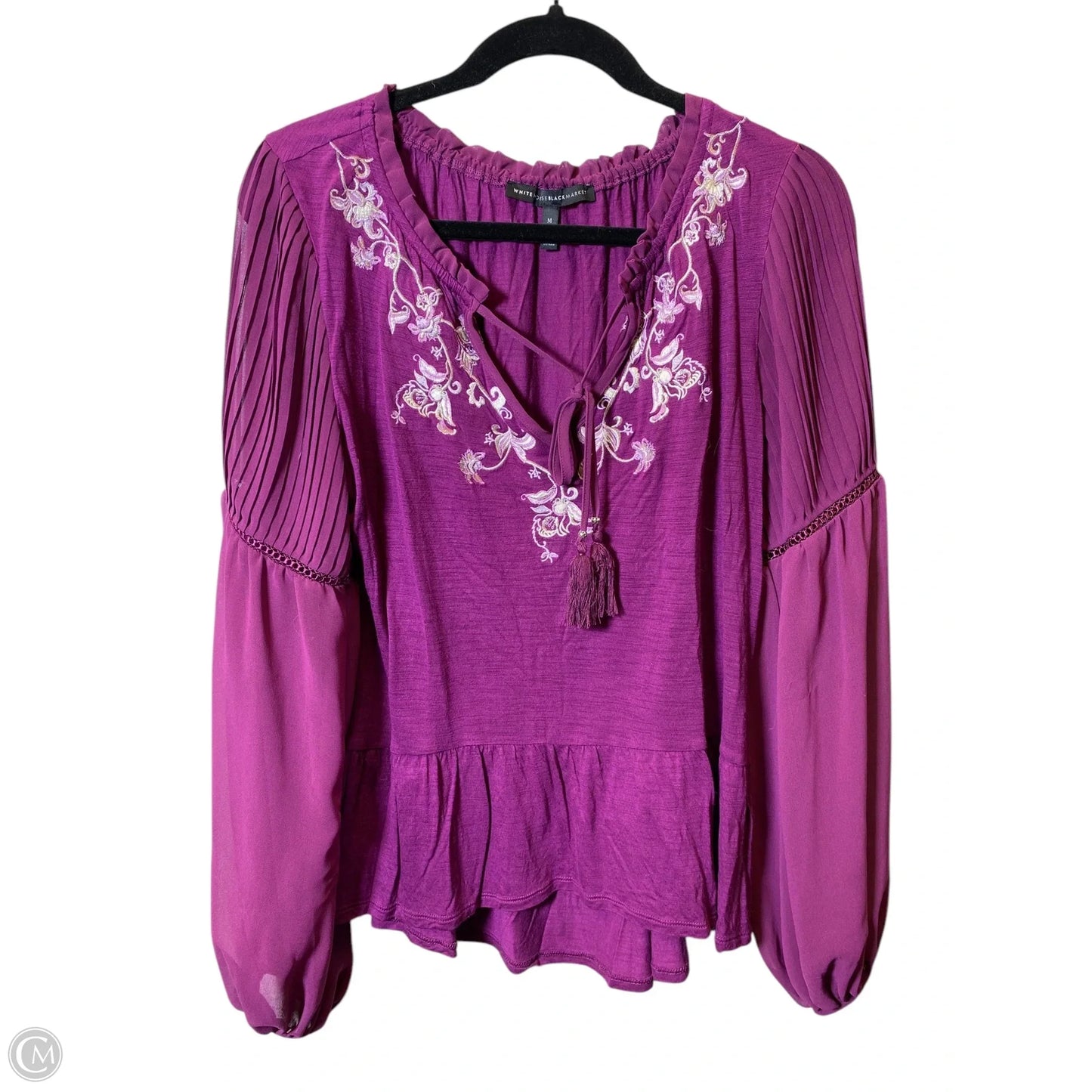 Top Long Sleeve By White House Black Market In Purple, Size: M