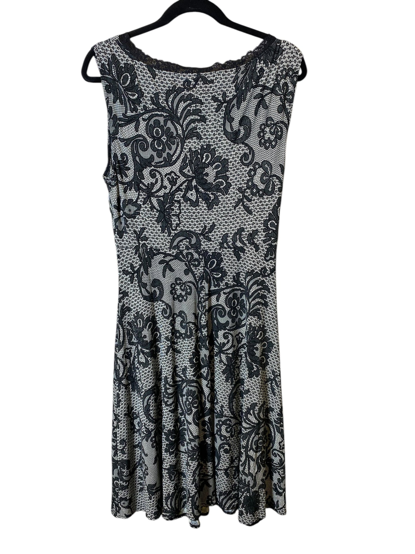 Dress Casual Midi By Maggy London In Black & White, Size: L