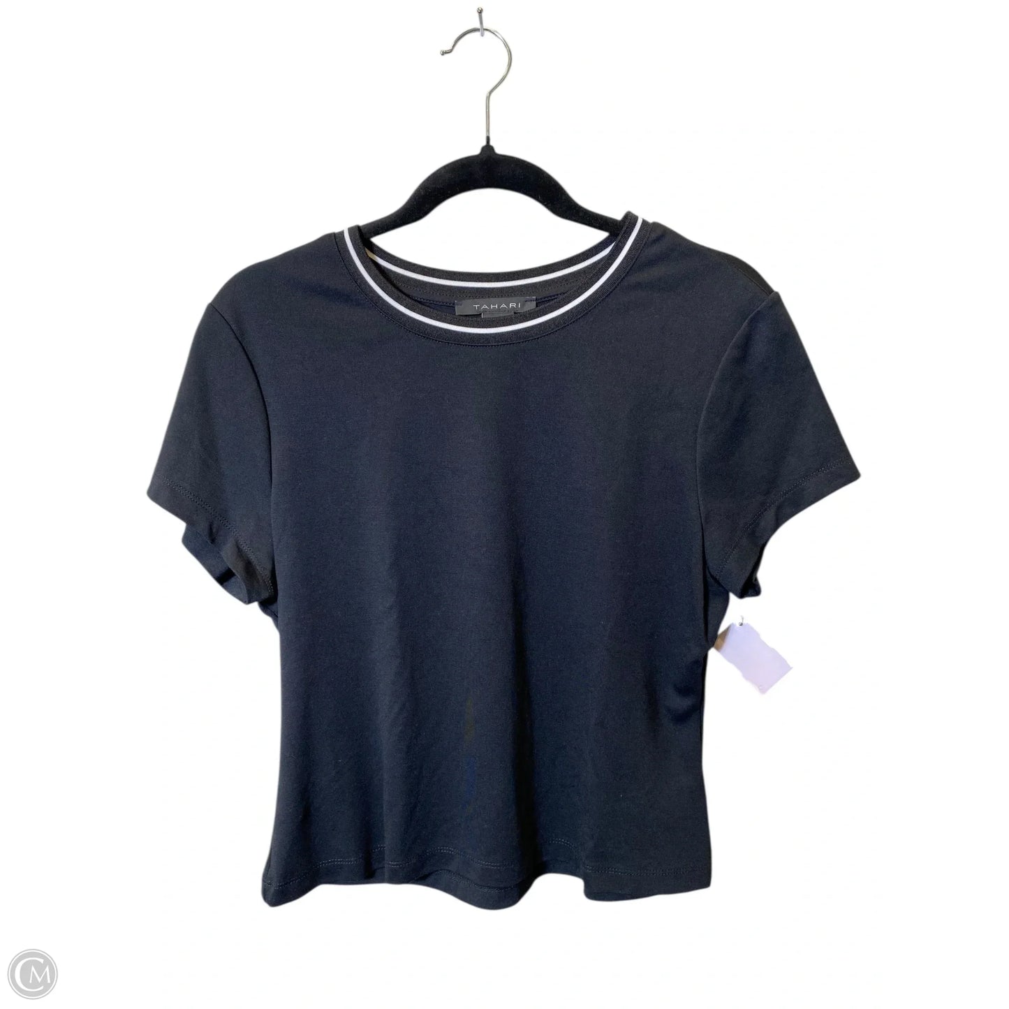 Top Short Sleeve By Tahari By Arthur Levine In Black, Size: L