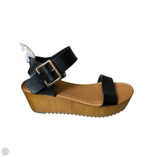Sandals Heels Wedge By Soda In Black, Size: 8.5