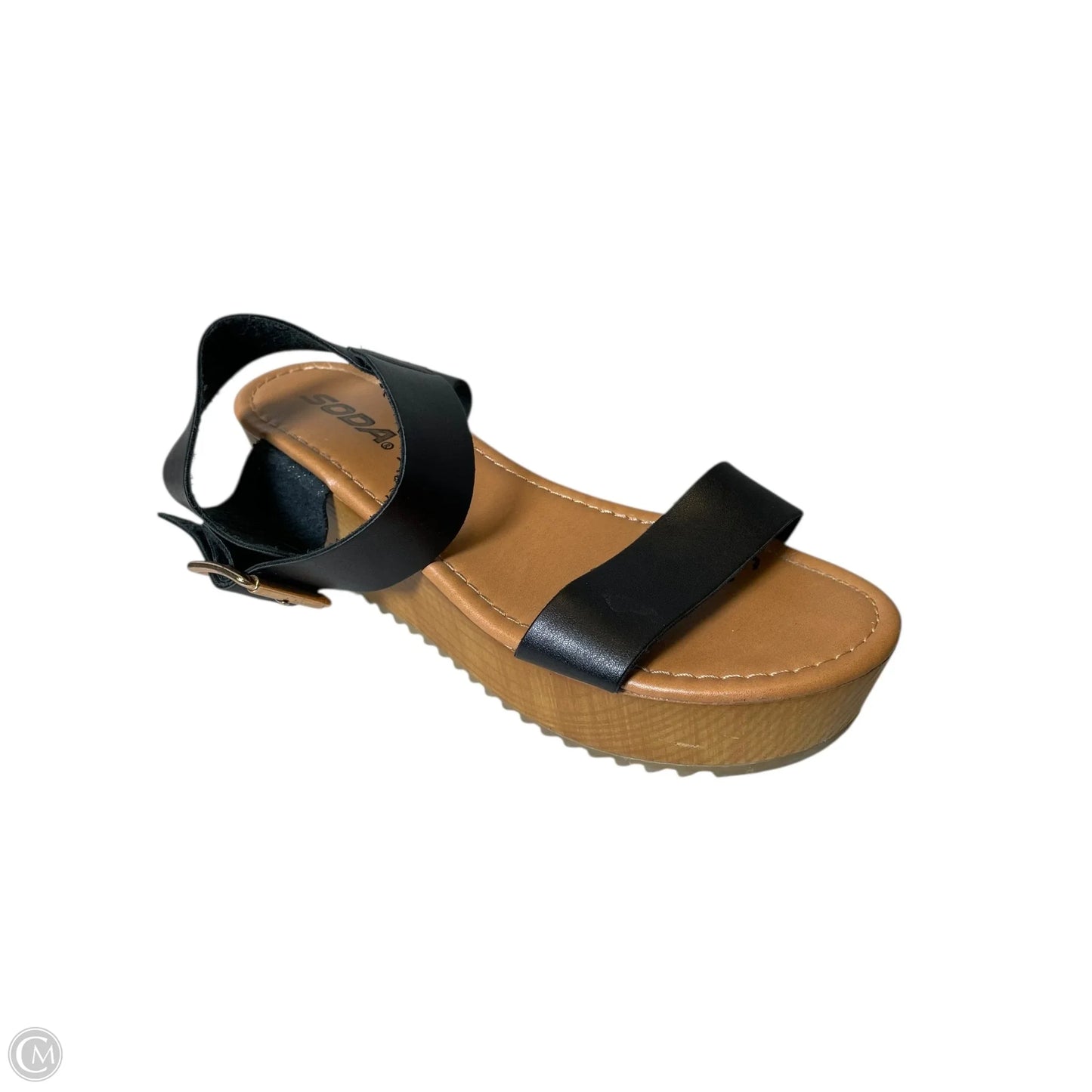 Sandals Heels Wedge By Soda In Black, Size: 8.5