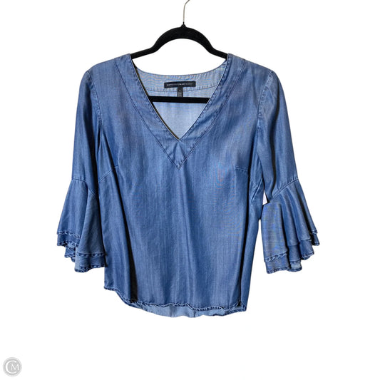 Top 3/4 Sleeve By White House Black Market In Blue Denim, Size: 4
