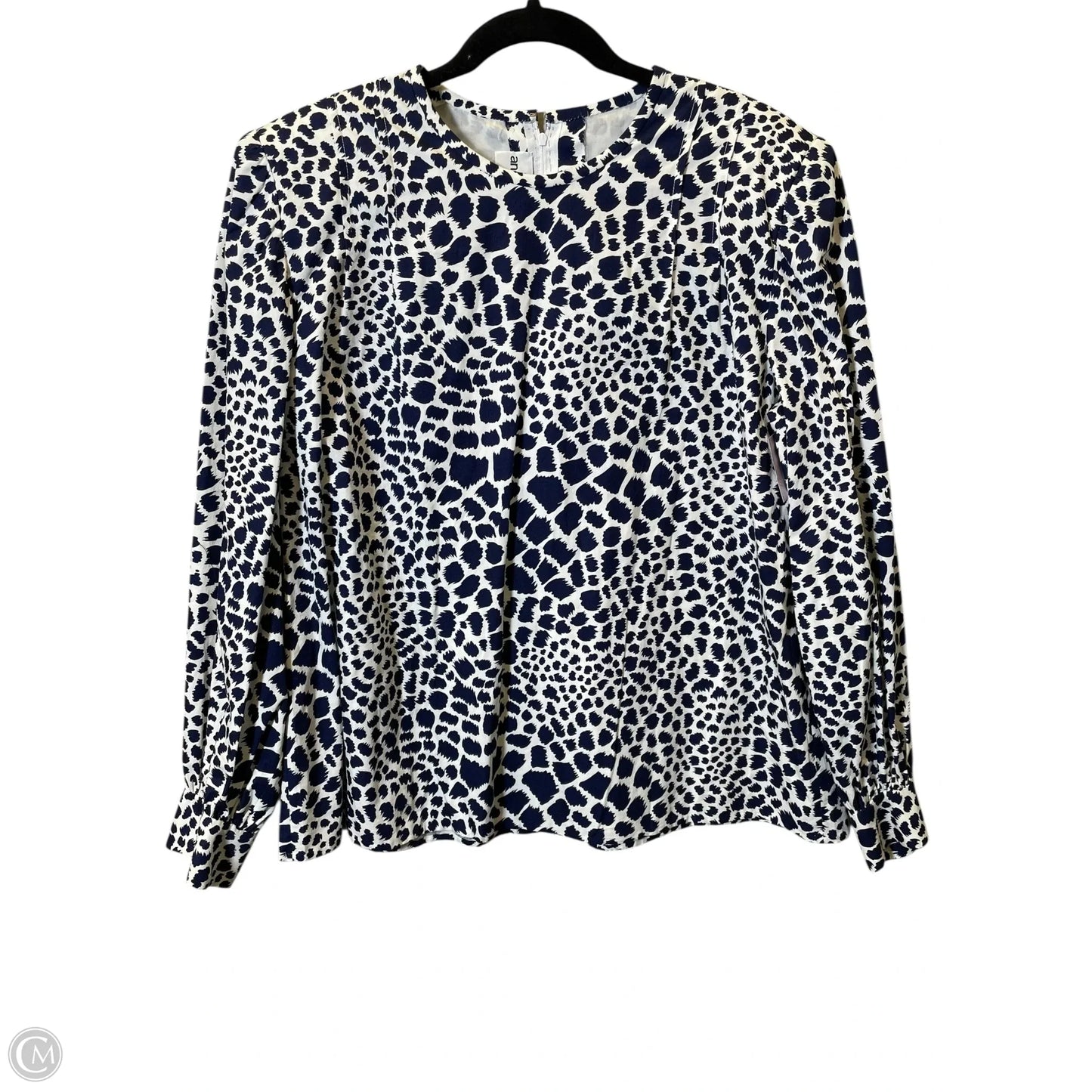 Top Long Sleeve Designer By Neiman Marcus In Blue & White, Size: L