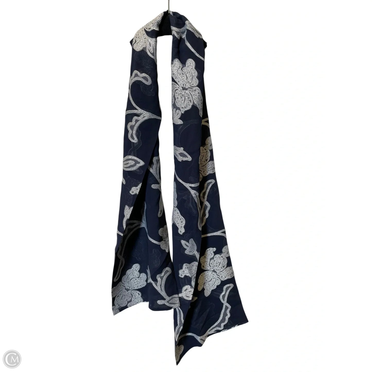 Top Long Sleeve Designer By Neiman Marcus In Blue & White, Size: L