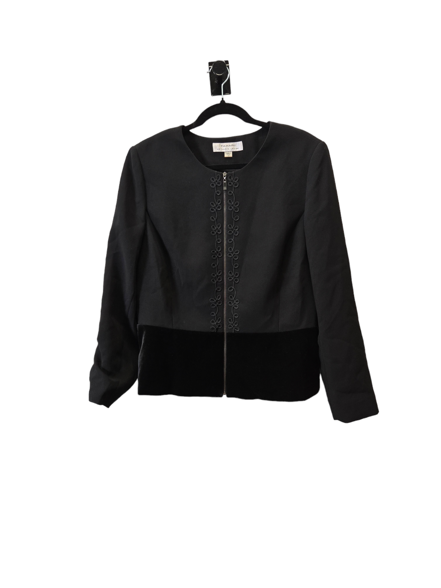 Black Jacket Leather Tahari By Arthur Levine, Size Xl