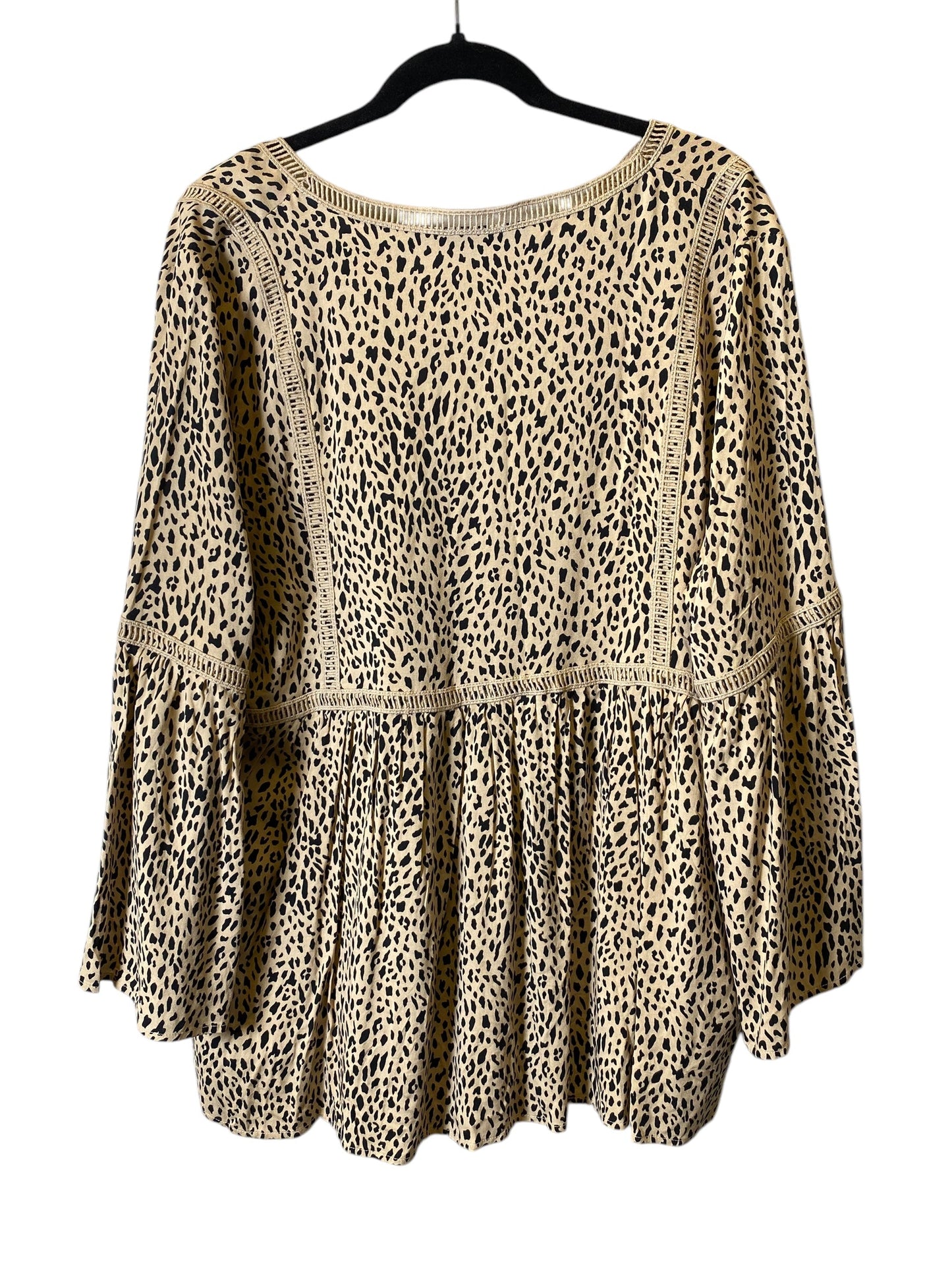 Top Long Sleeve By Avenue In Leopard Print, Size: Xxl