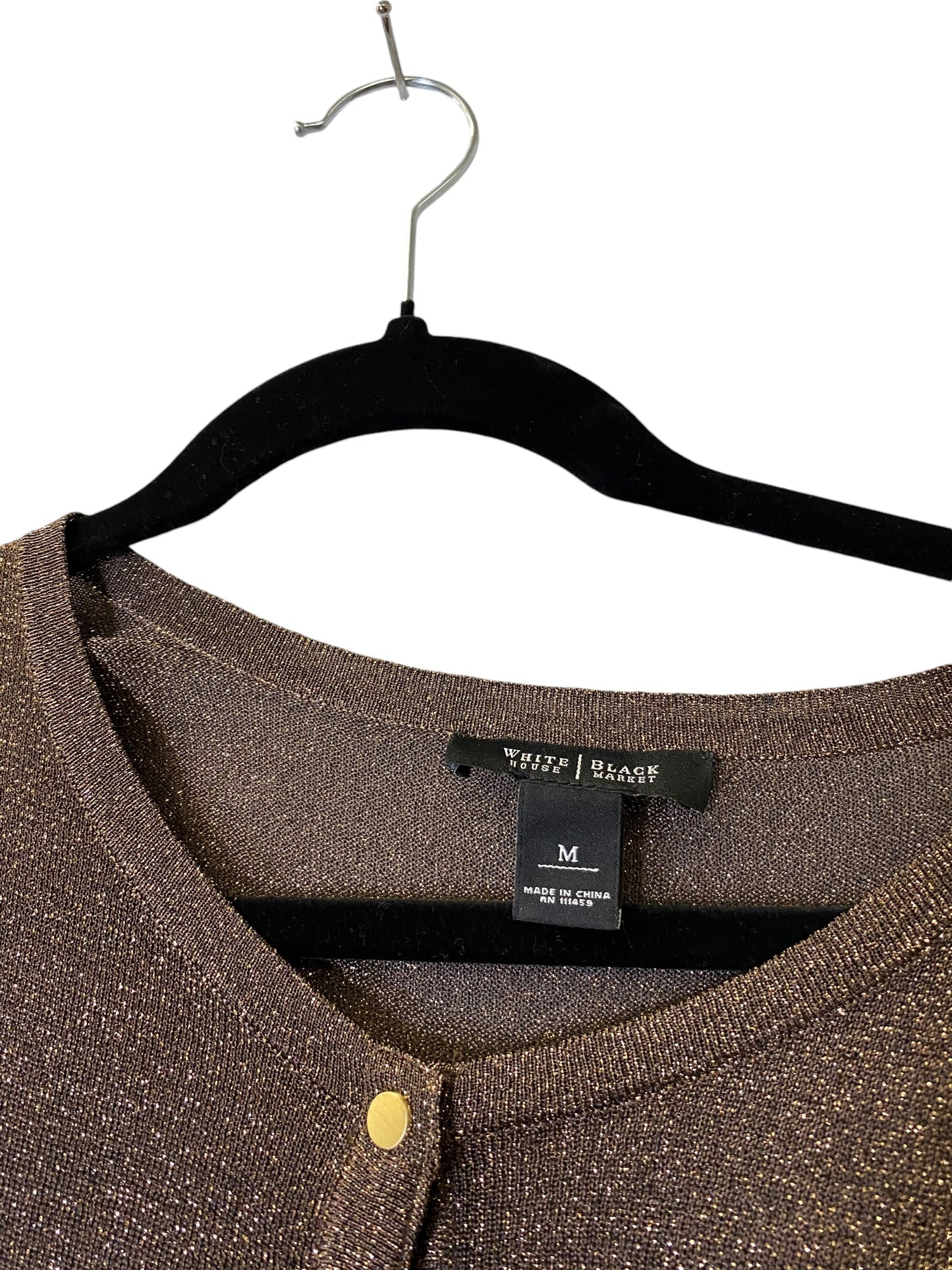 Sweater Cardigan By White House Black Market In Brown & Gold, Size: M