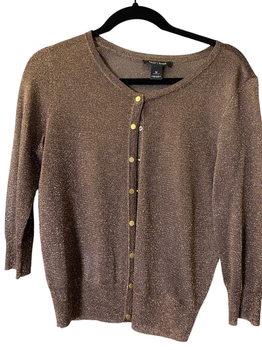 Sweater Cardigan By White House Black Market In Brown & Gold, Size: M