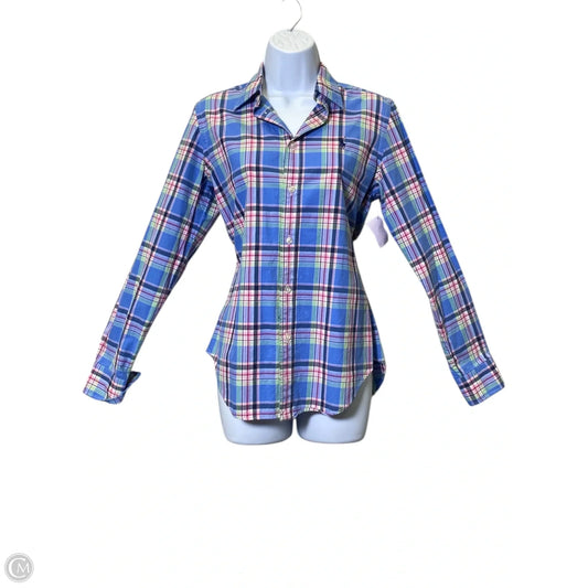 Blouse Long Sleeve By Ralph Lauren In Checkered Pattern, Size: M