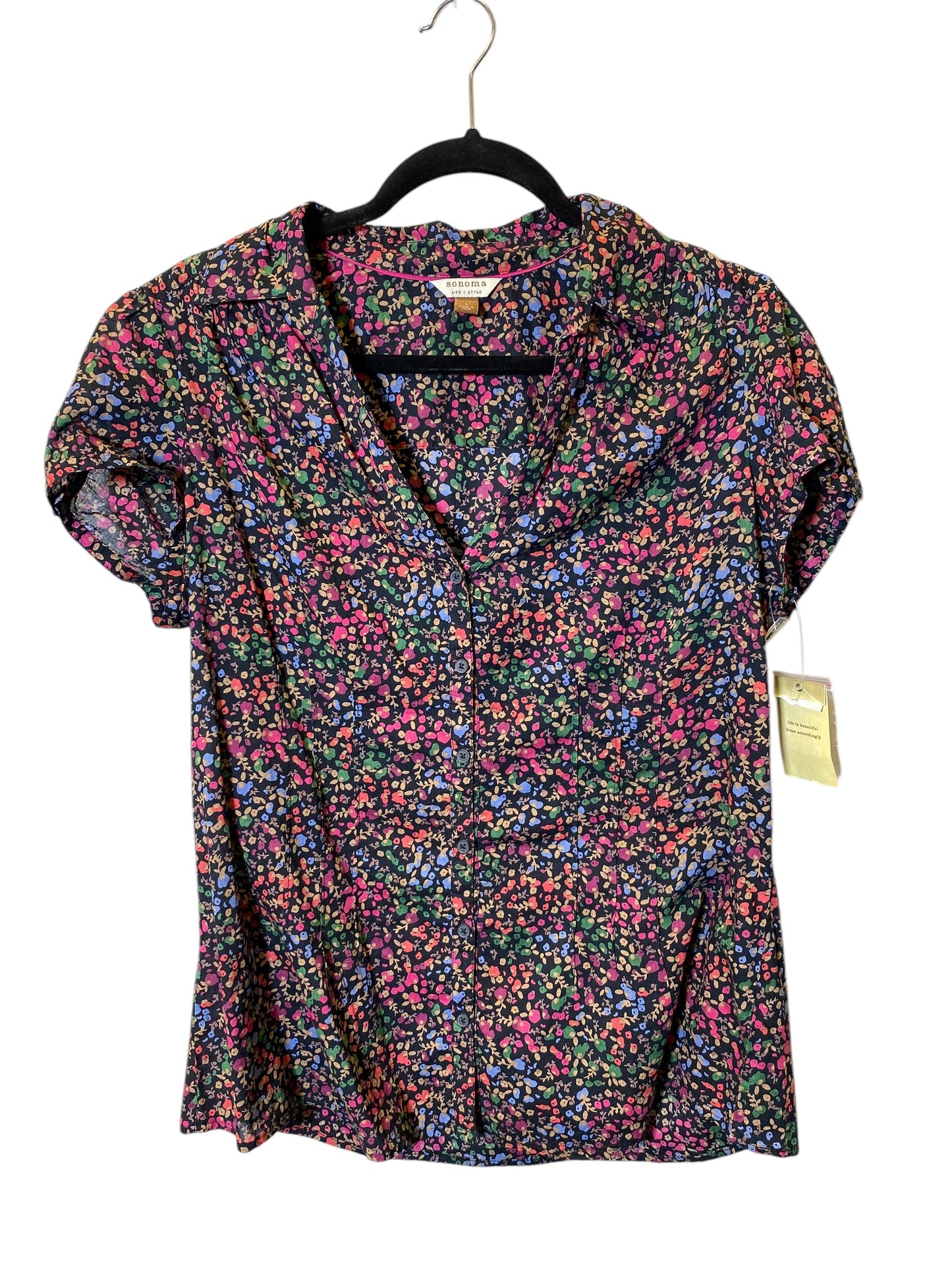 Blouse Short Sleeve By Sonoma In Floral Print, Size: L