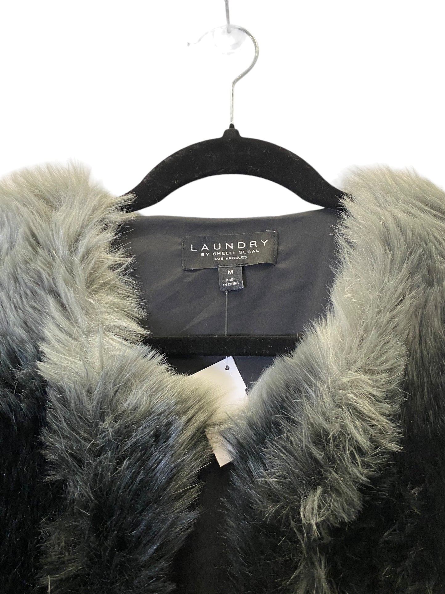 Black & Grey Vest Faux Fur & Sherpa Laundry, Size M