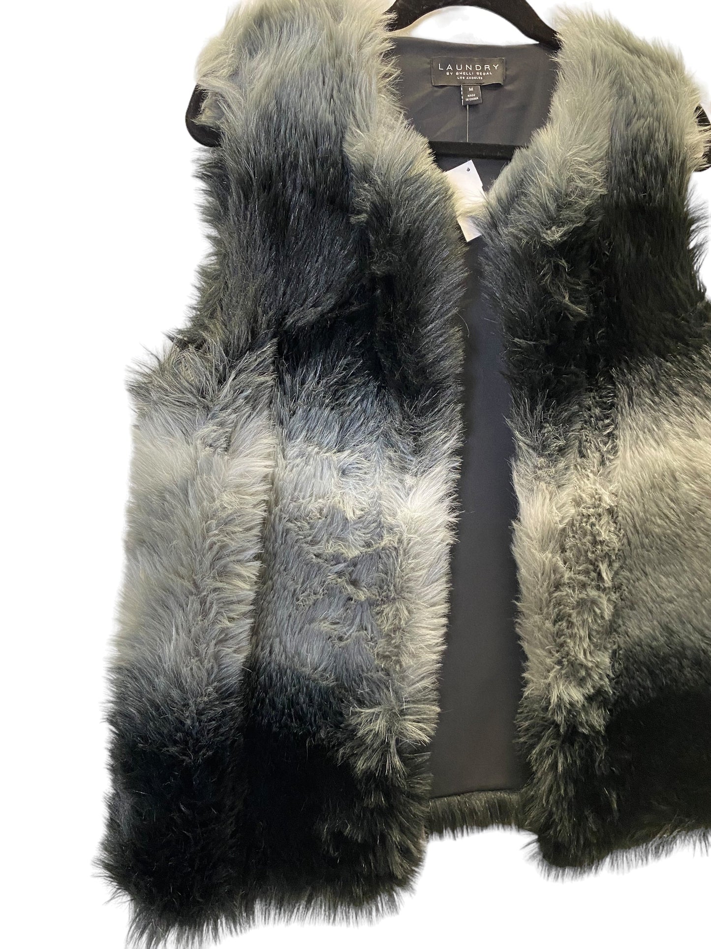 Black & Grey Vest Faux Fur & Sherpa Laundry, Size M