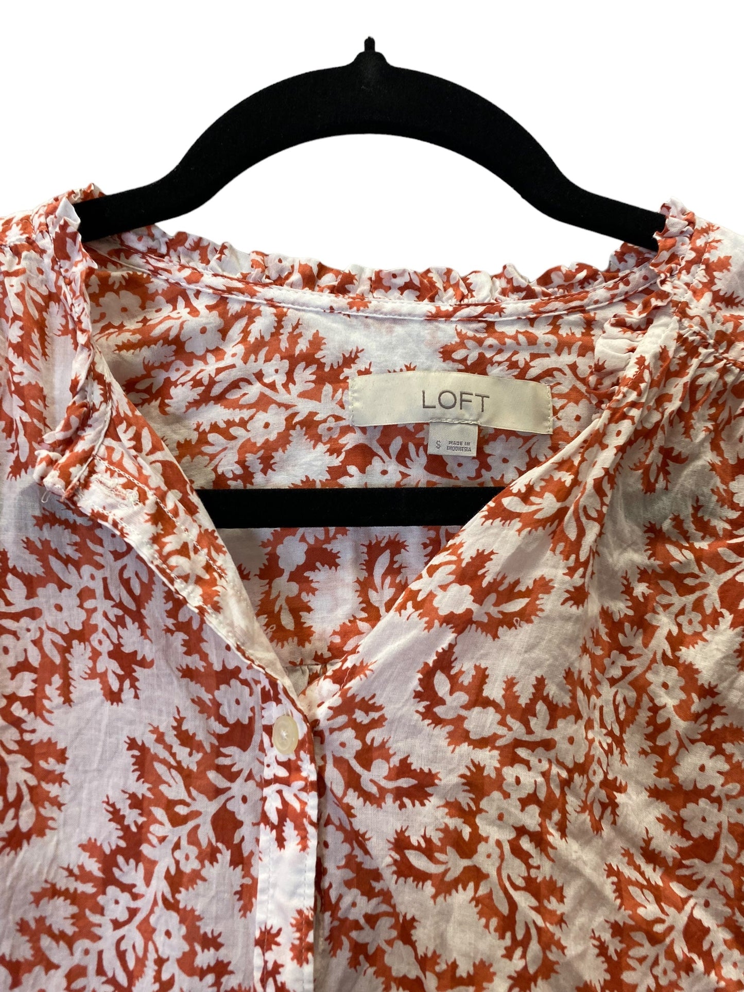 Blouse Long Sleeve By Loft In Red & White, Size: S