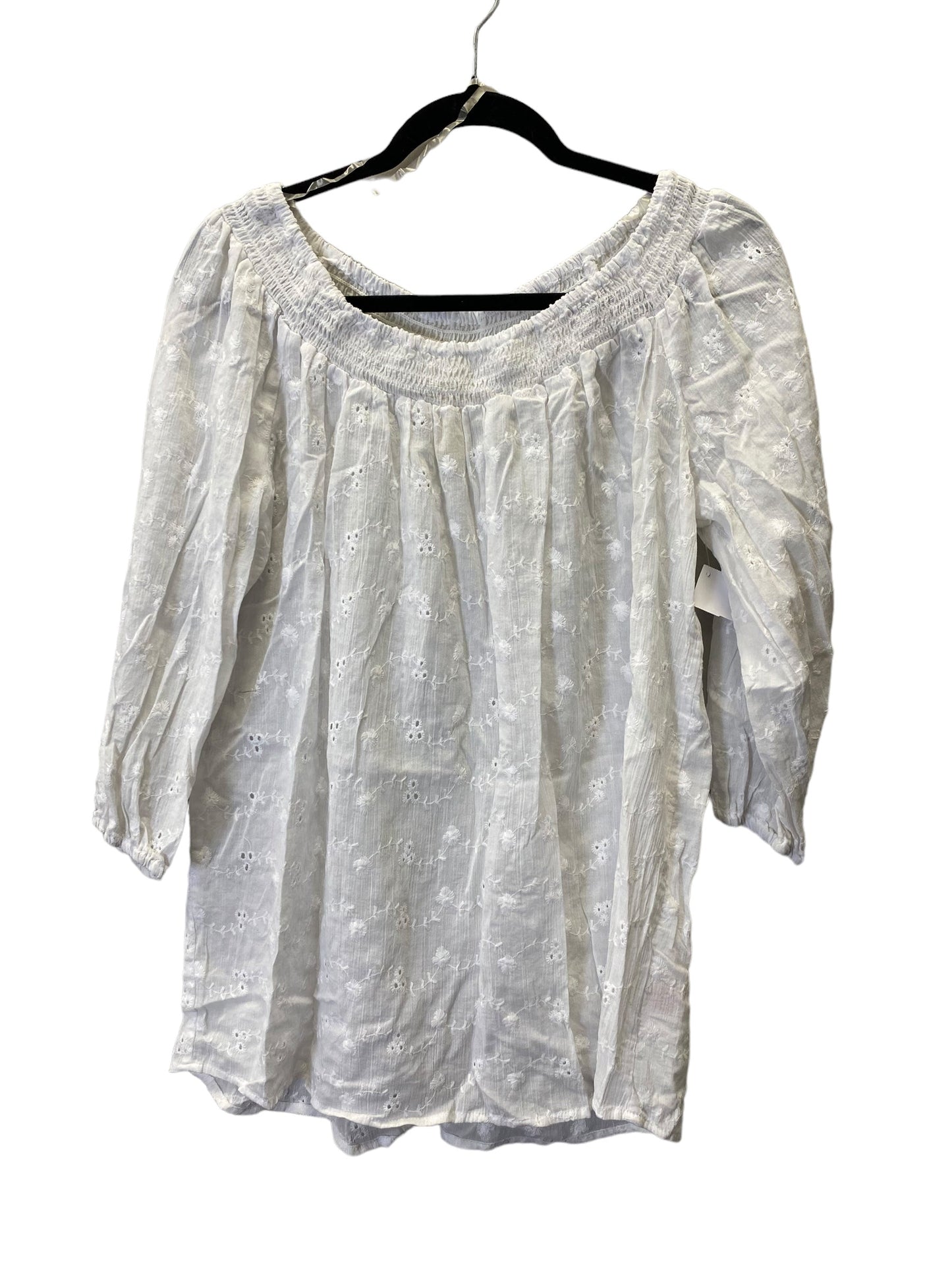 Top 3/4 Sleeve By Faded Glory In White, Size: L