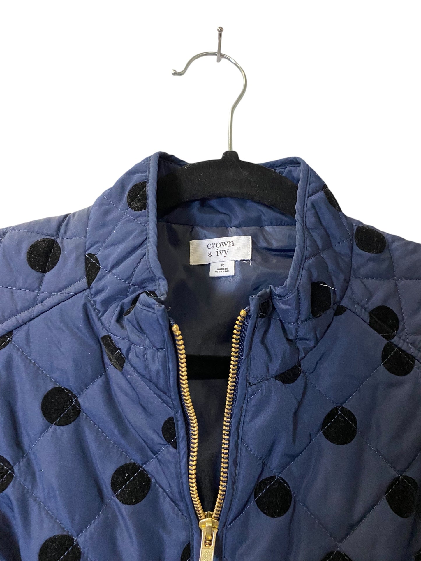 Vest Puffer & Quilted By Crown And Ivy In Black & Blue, Size: S