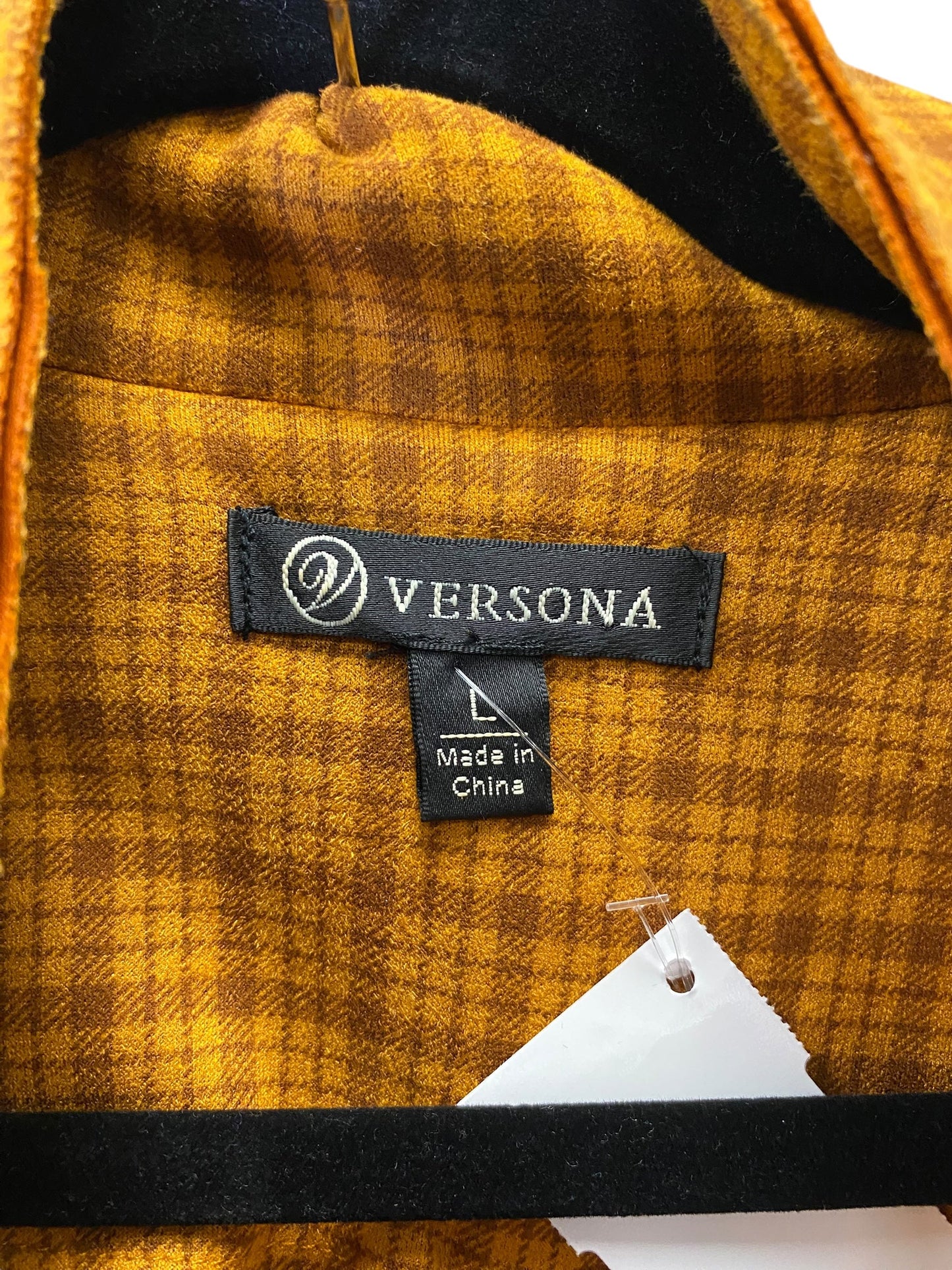 Cardigan By Versona In Plaid Pattern, Size: L