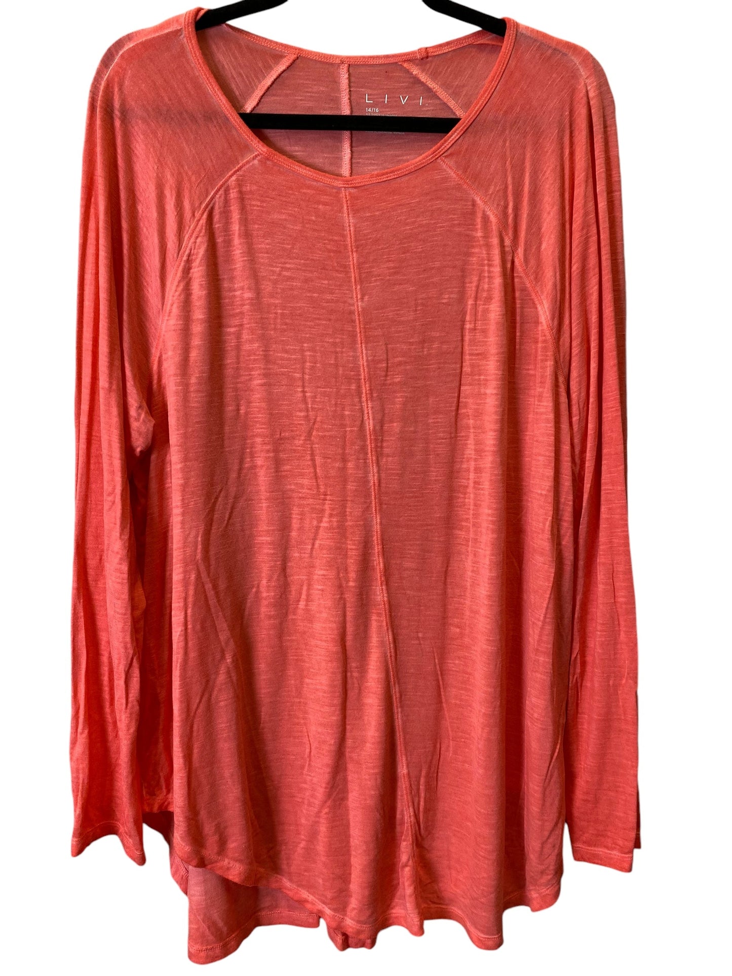 Top Long Sleeve By Livi Active In Pink, Size: Xl