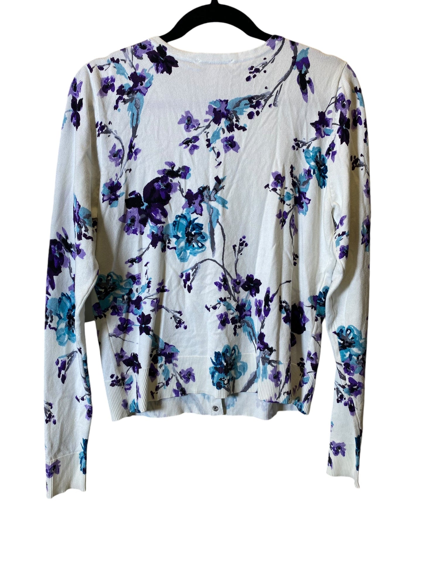 Sweater Cardigan By White House Black Market In Floral Print, Size: L