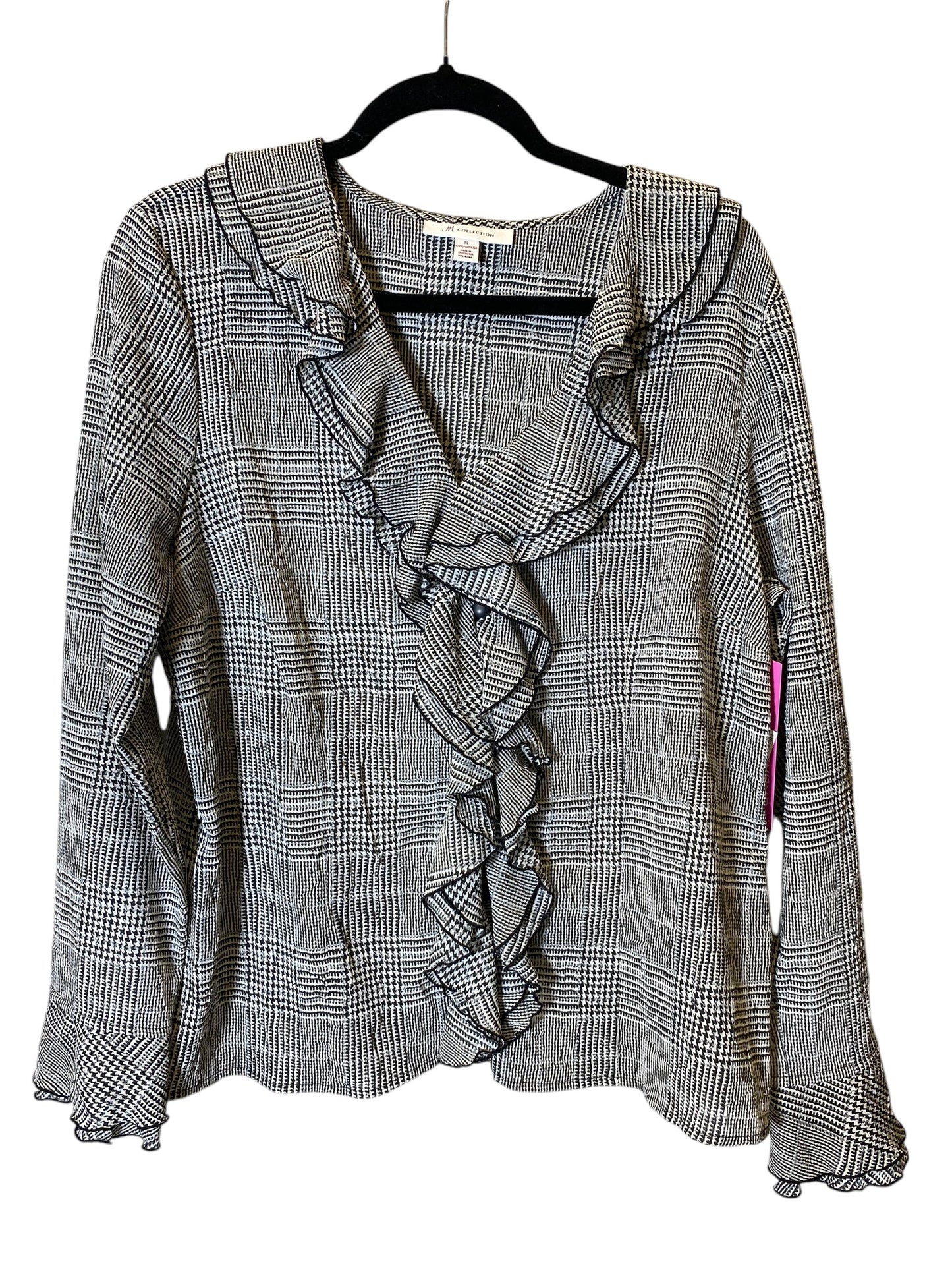 Blouse Long Sleeve By Jm Collections In Black & Grey, Size: Xl