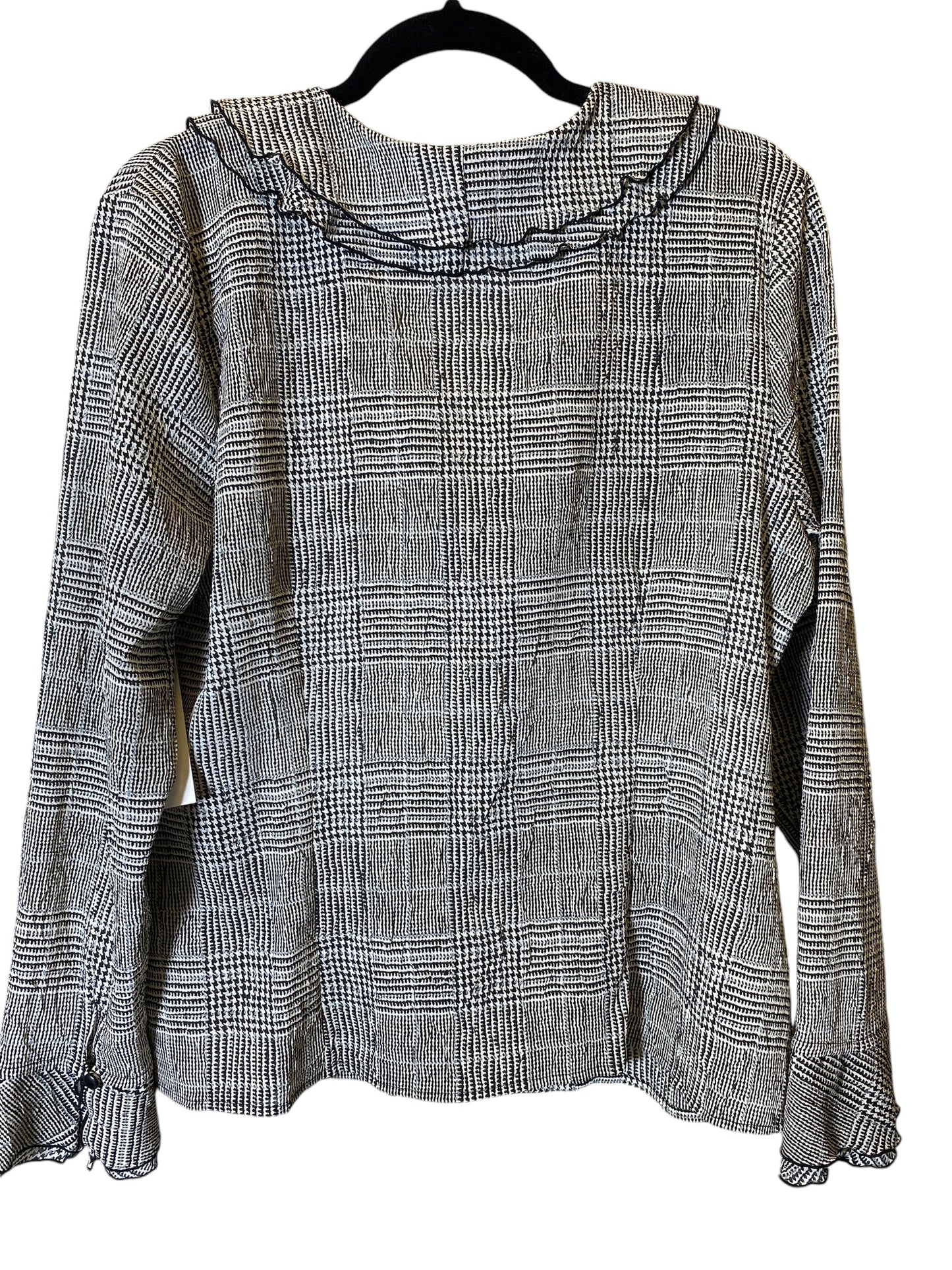 Blouse Long Sleeve By Jm Collections In Black & Grey, Size: Xl