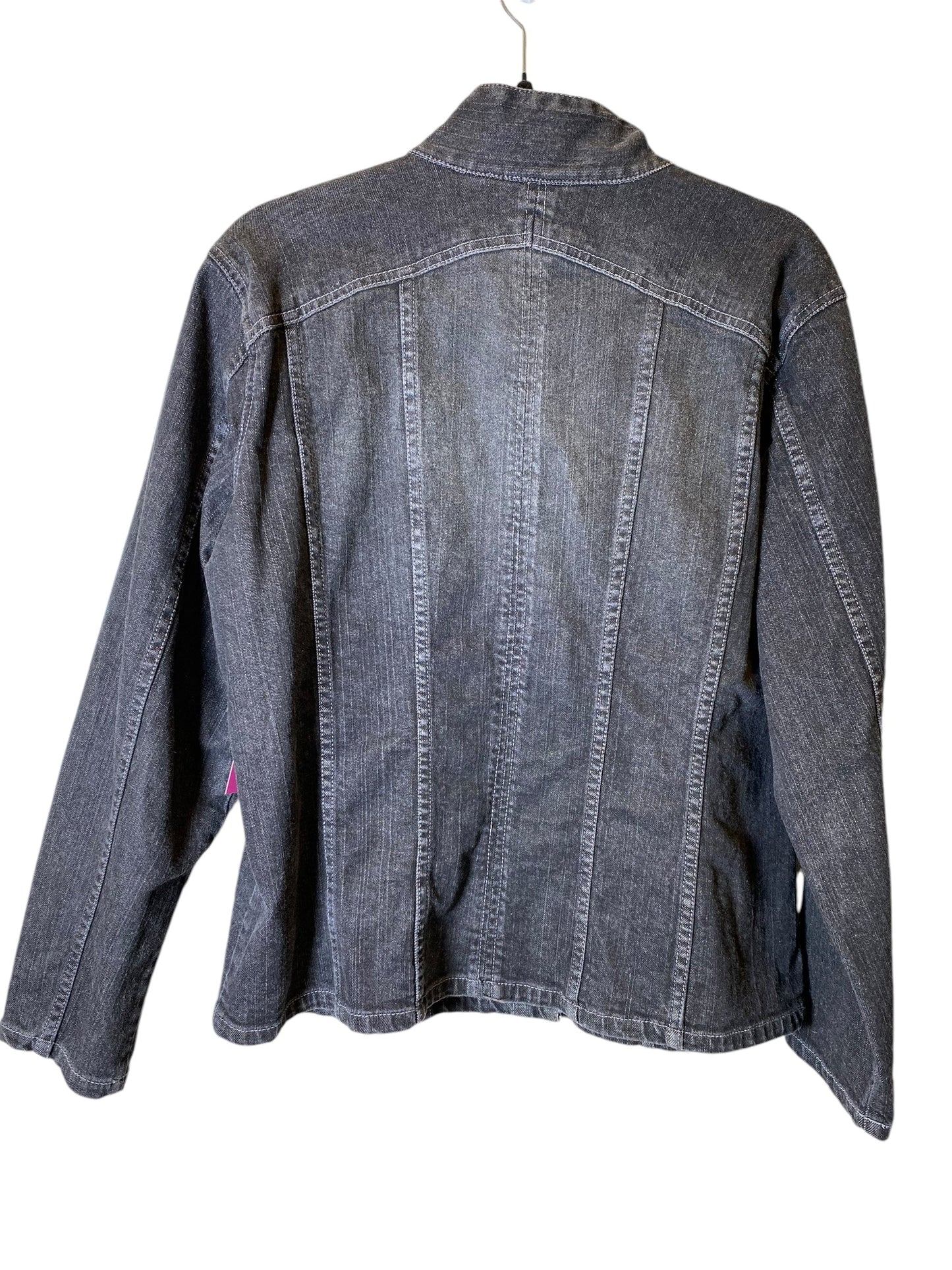 Jacket Denim By Chicos In Grey, Size: L