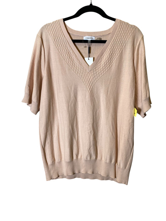 Sweater Short Sleeve By Calvin Klein In Peach, Size: Xl