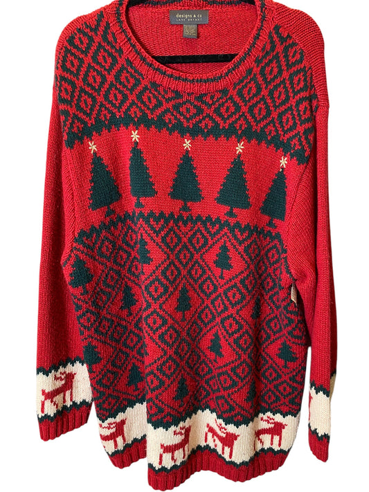 Sweater By Lane Bryant In Green & Red, Size: 2x