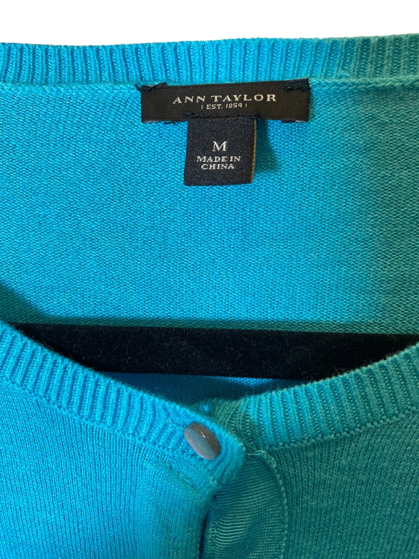 Sweater Cardigan By Ann Taylor In Aqua, Size: M