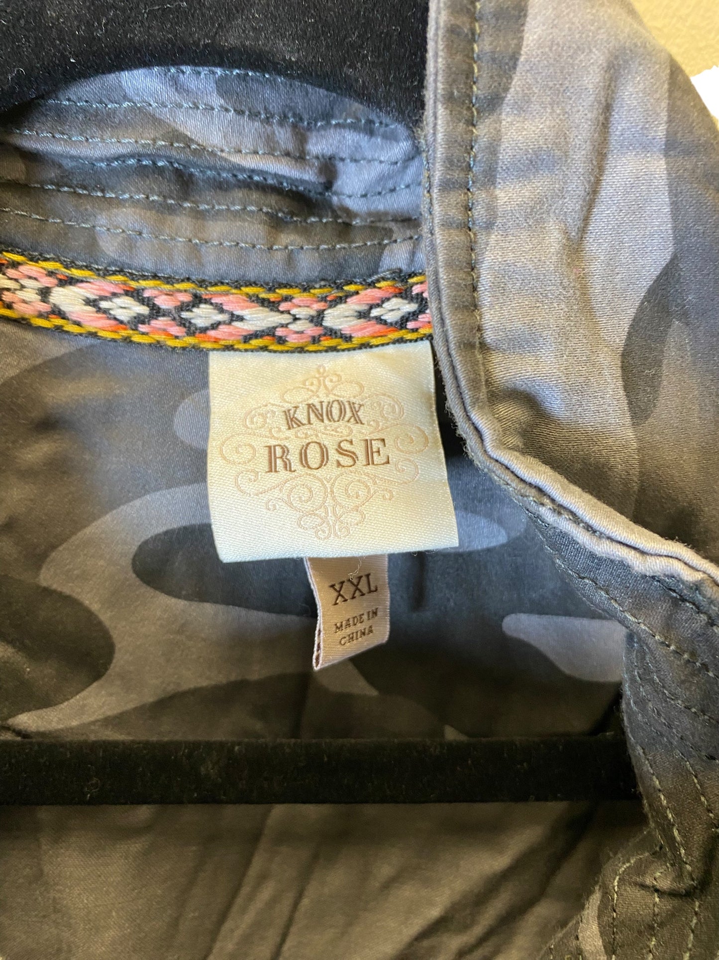 Jacket Utility By Knox Rose In Camouflage Print, Size: Xxl