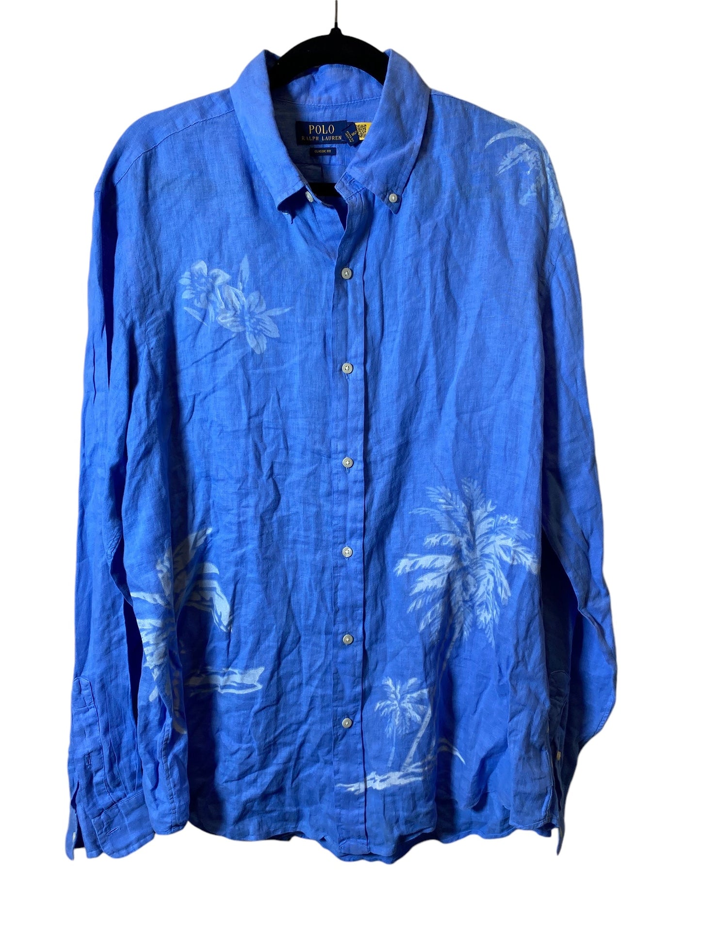 Blouse Long Sleeve By Polo Ralph Lauren In Blue, Size: Xl