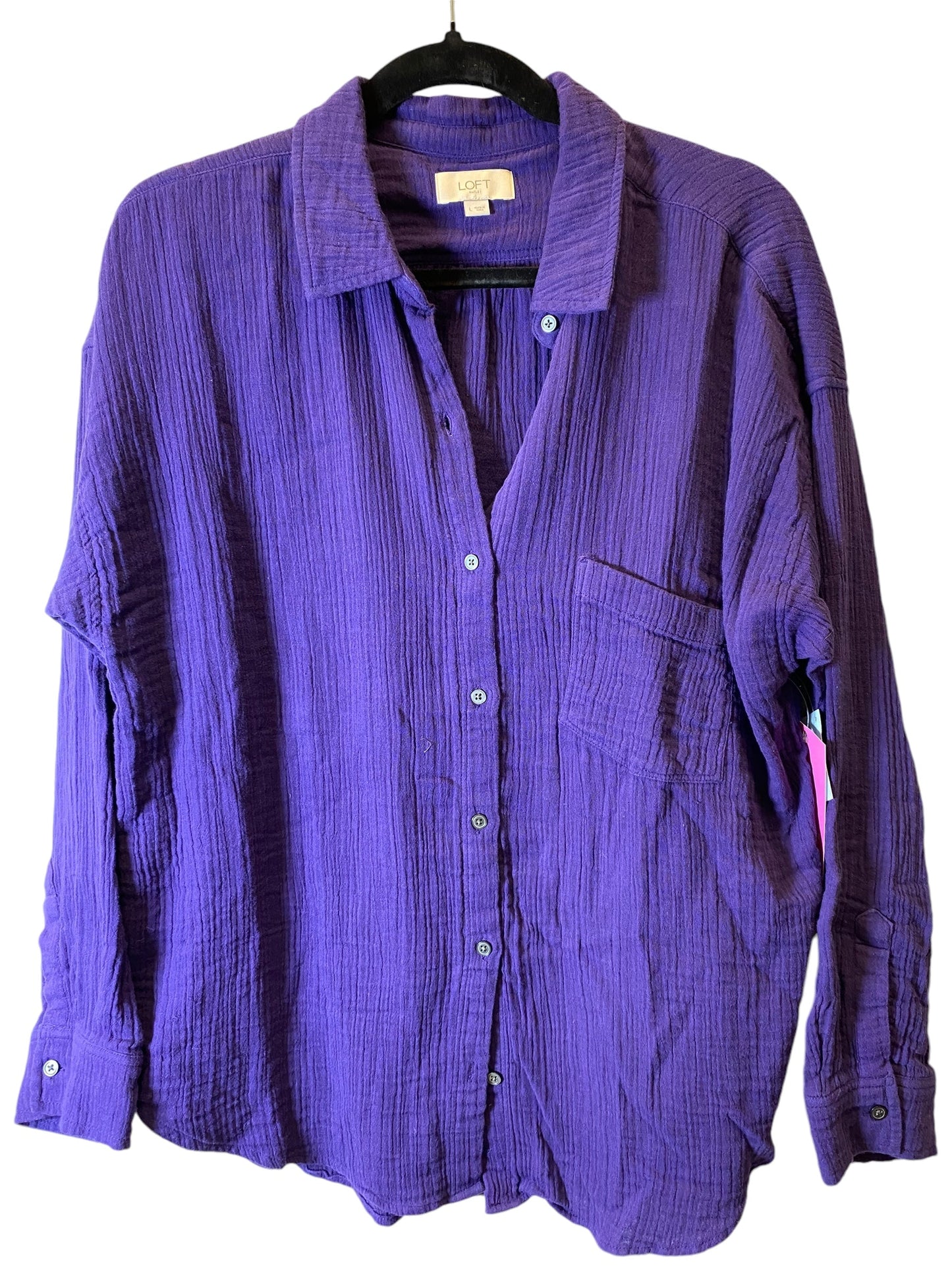 Blouse Long Sleeve By Loft In Purple, Size: L