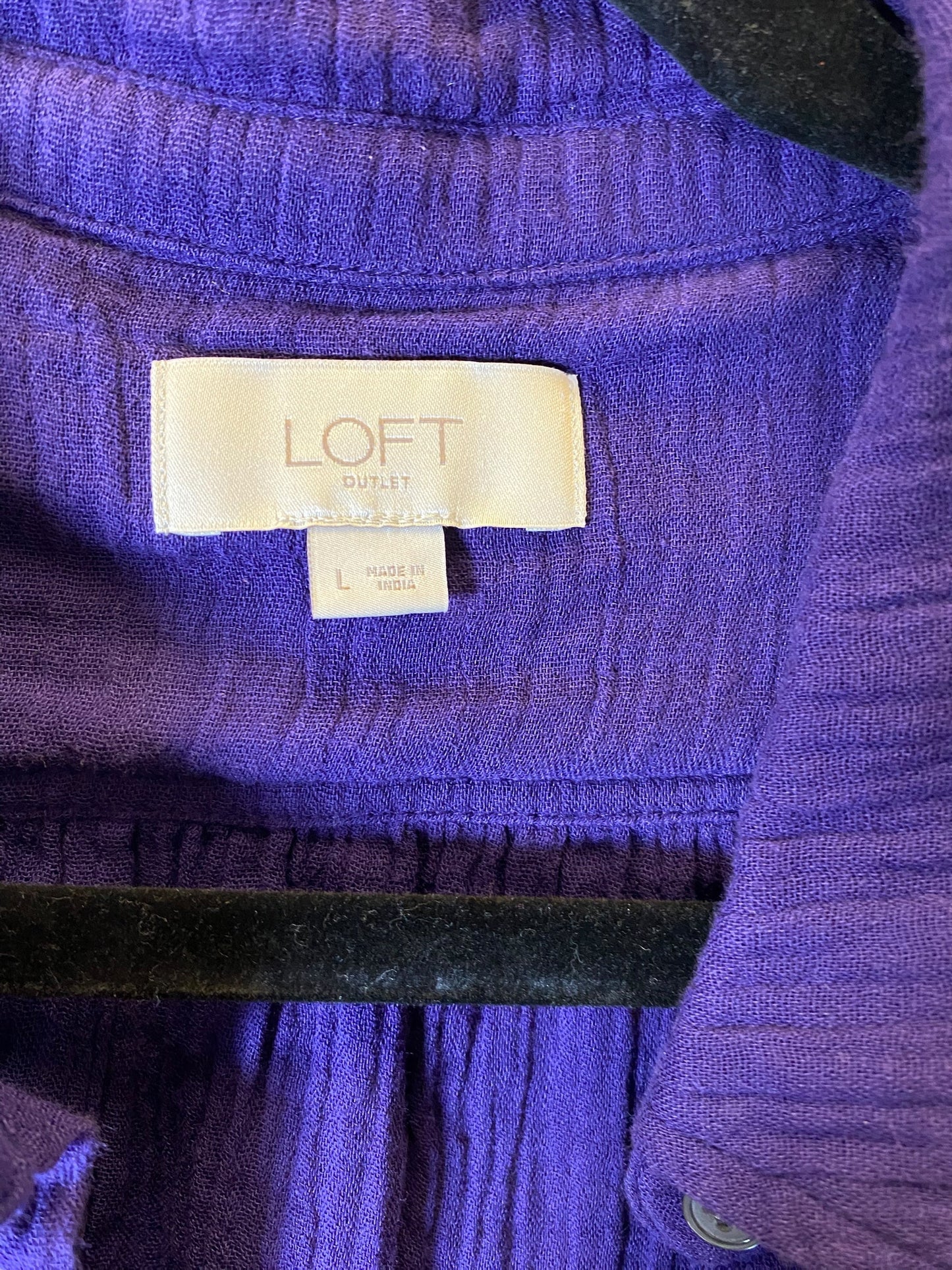 Blouse Long Sleeve By Loft In Purple, Size: L