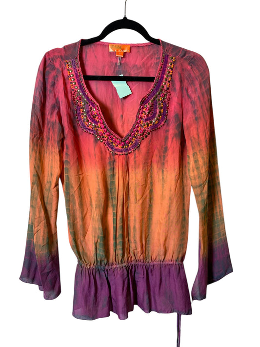 Top Long Sleeve By Hale Bob In Orange & Pink, Size: S