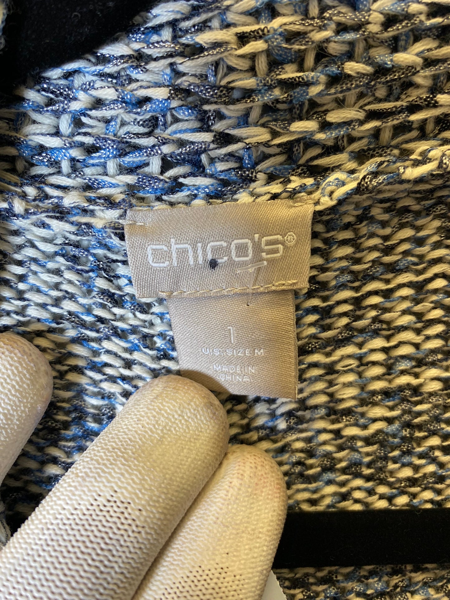 Cardigan By Chicos In Blue & Grey, Size: M